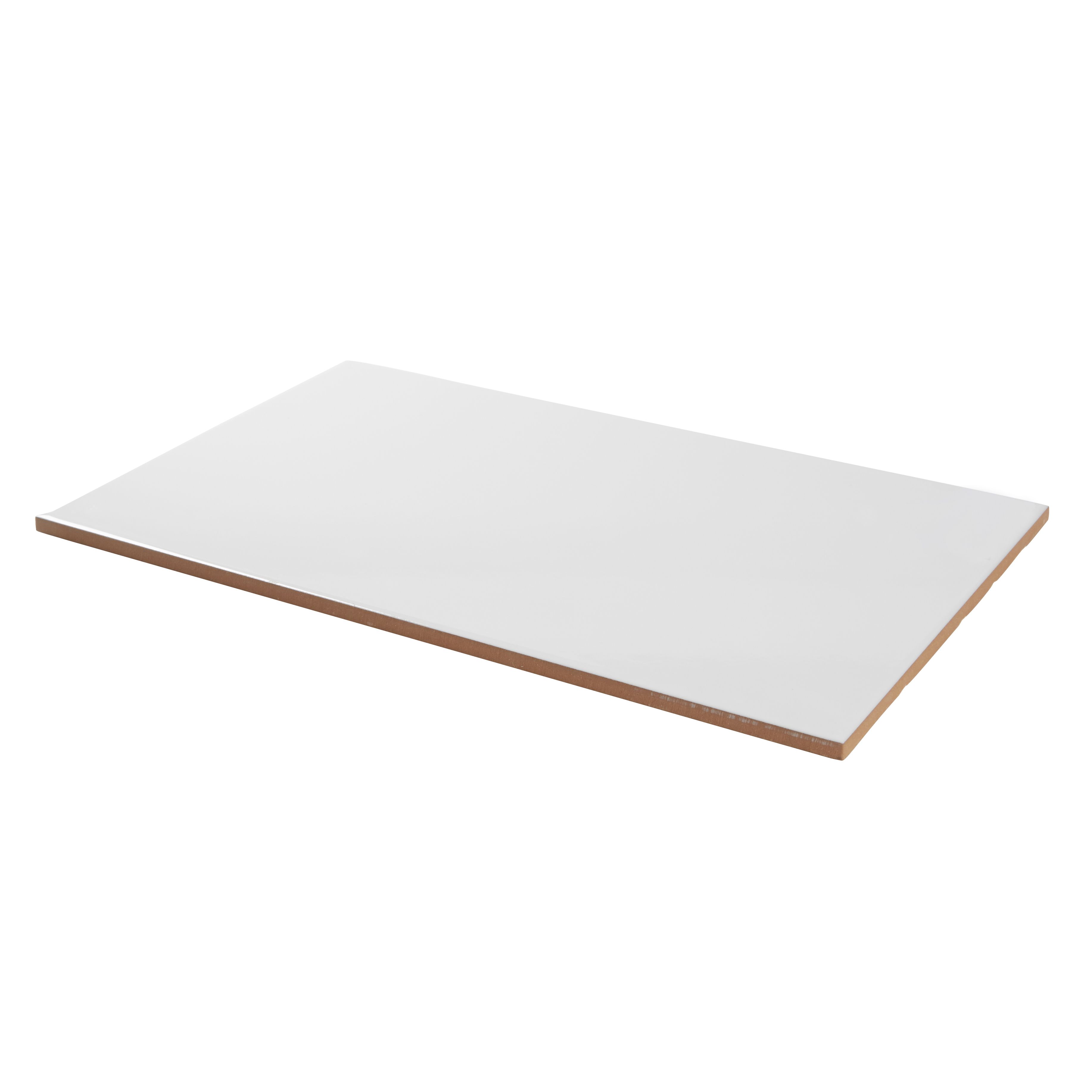 Alexandrina White Gloss Flat Ceramic Indoor Wall Tile, (L)402.4mm (W)251.6mm, 1m²