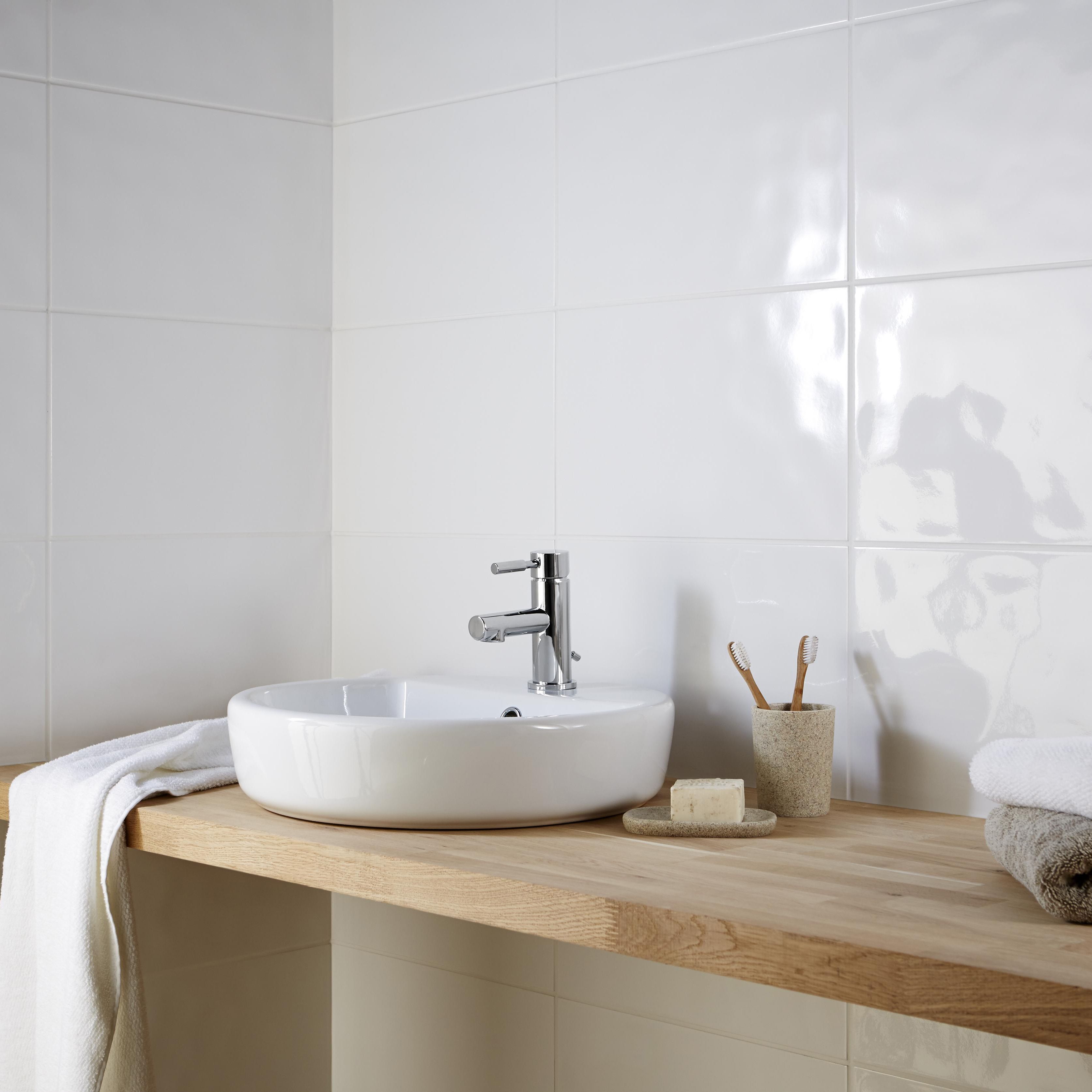 Alexandrina White Ripple Ceramic Wall Tile - 4