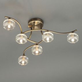Allyn Antique brass effect 6 Lamp Ceiling light