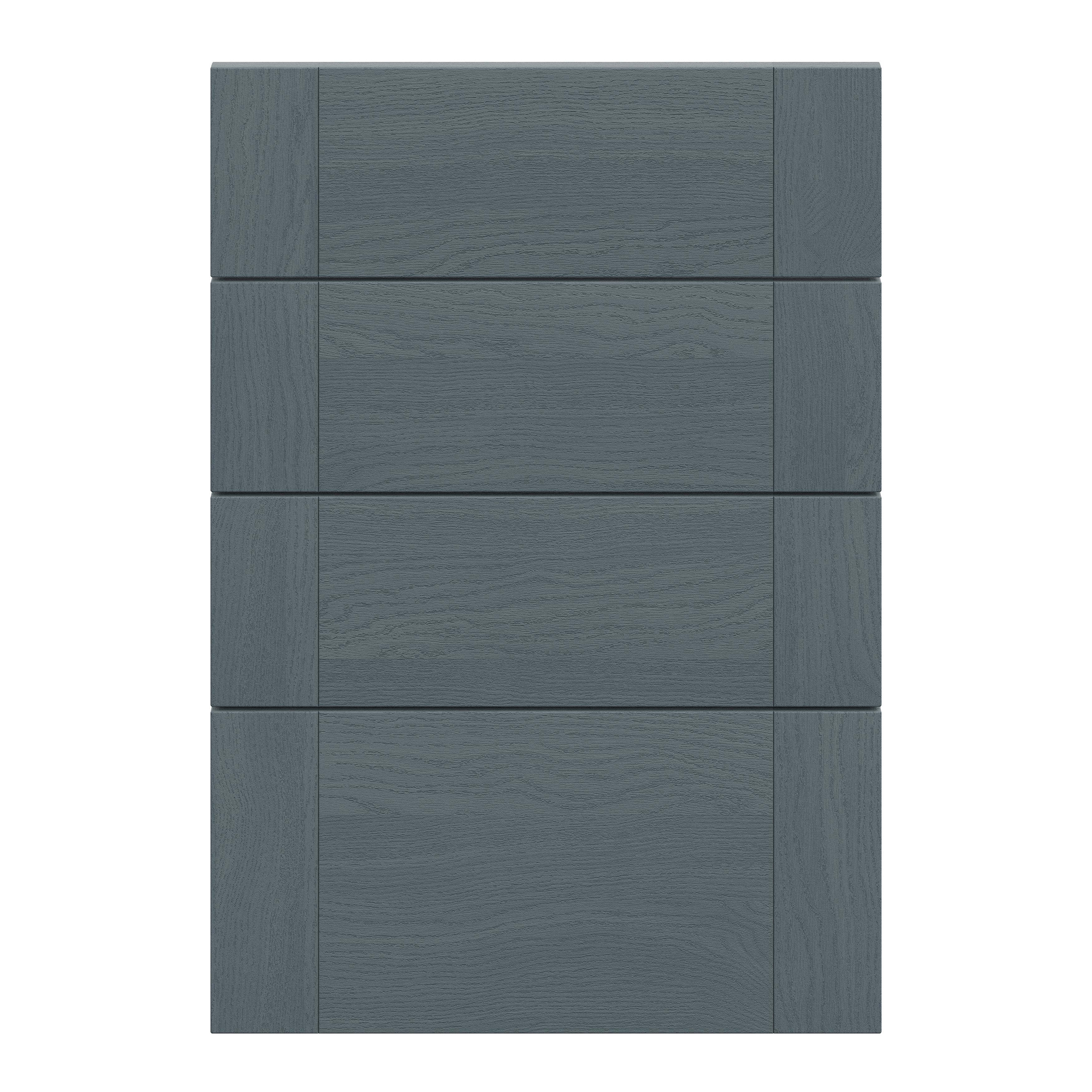 Alpinia Matt dusk blue wood effect Drawer front, Pack of 4 (H)715mm (W)497mm (T)18mm