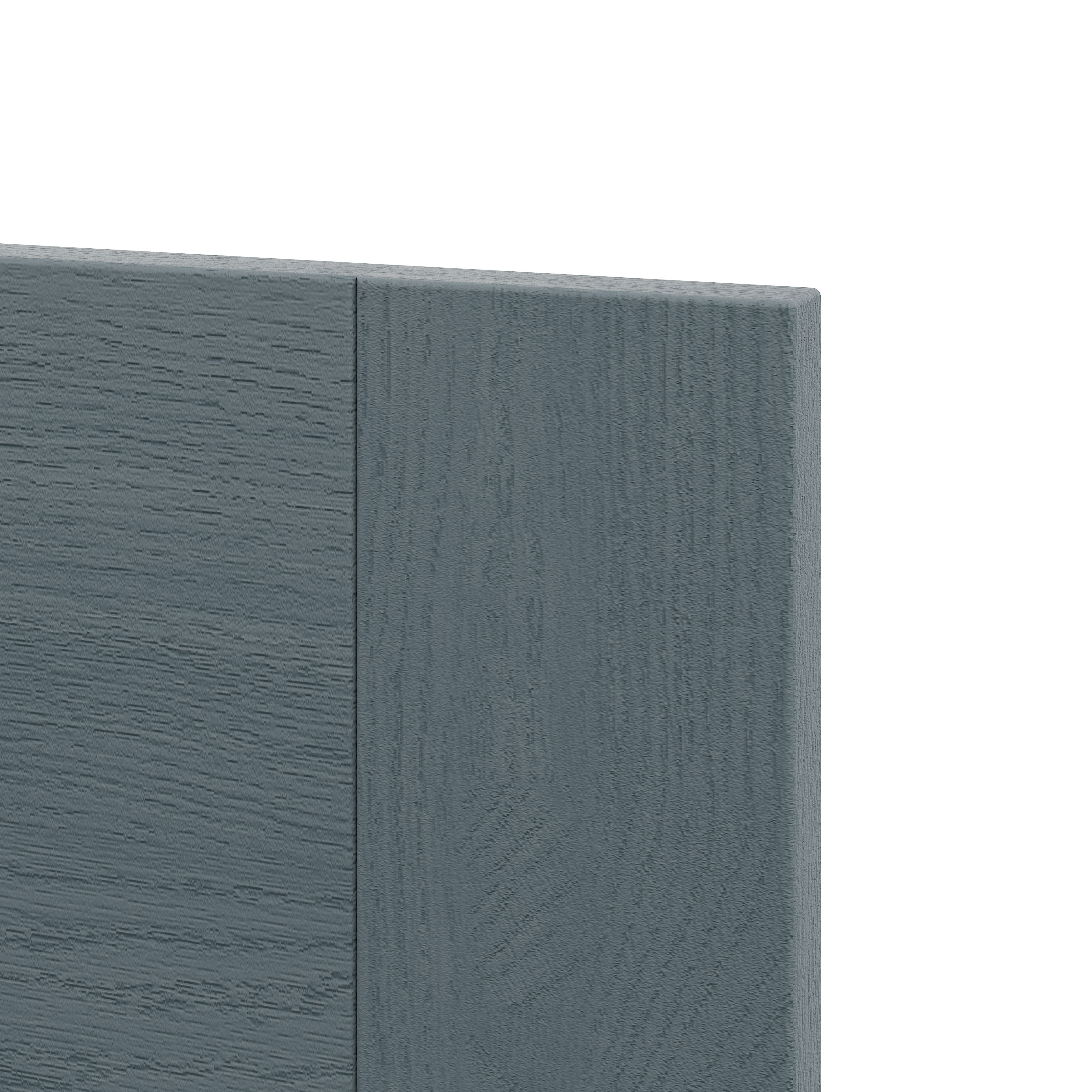 Alpinia Matt dusk blue wood effect Drawerline Cabinet door (W)400mm (H)715mm (T)18mm