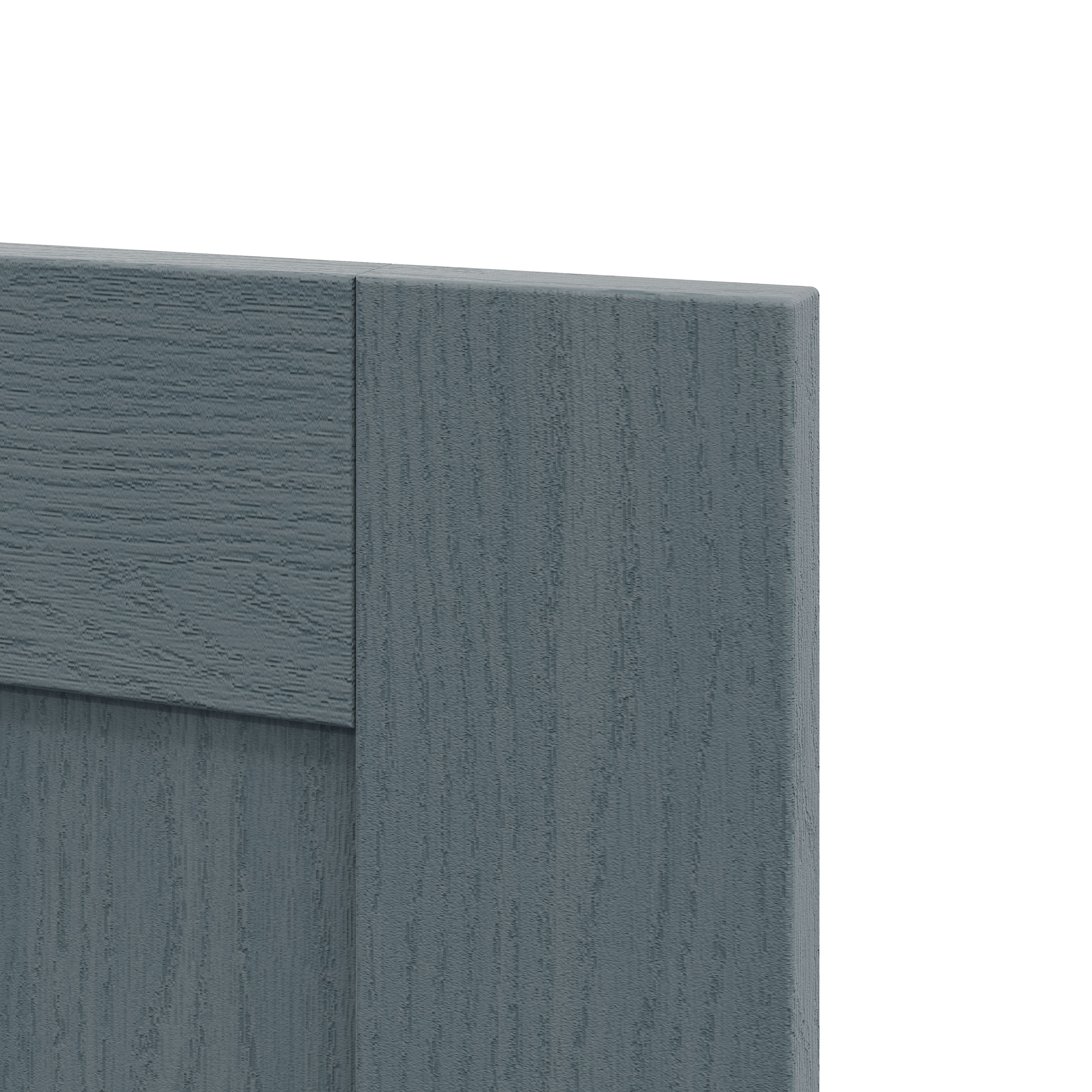 Alpinia Matt dusk blue wood effect Shaker Drawer front, bridging & bi-fold door (W)1000mm (H)356mm (T)18mm