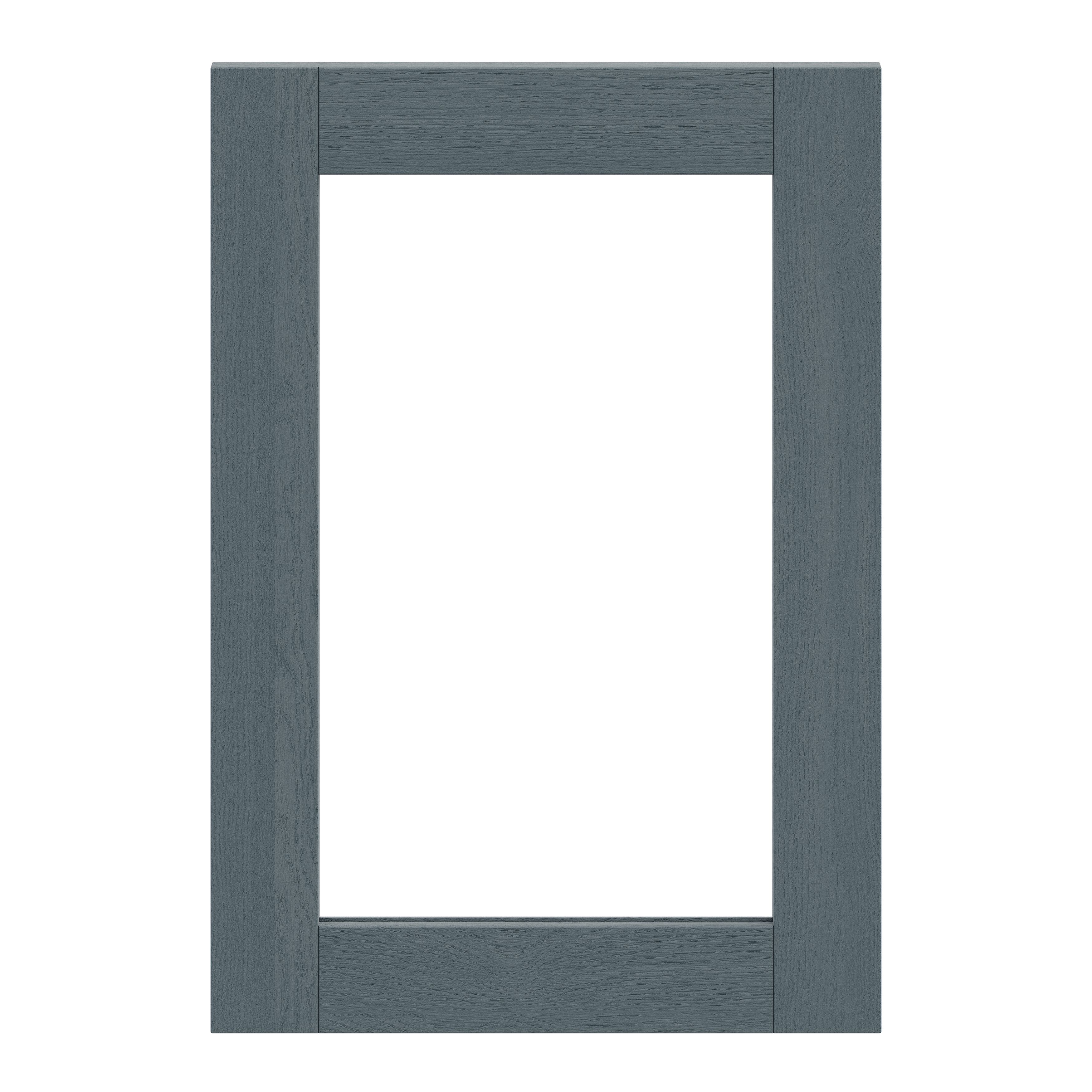 Alpinia Matt dusk blue wood effect Shaker Glazed Cabinet door (W