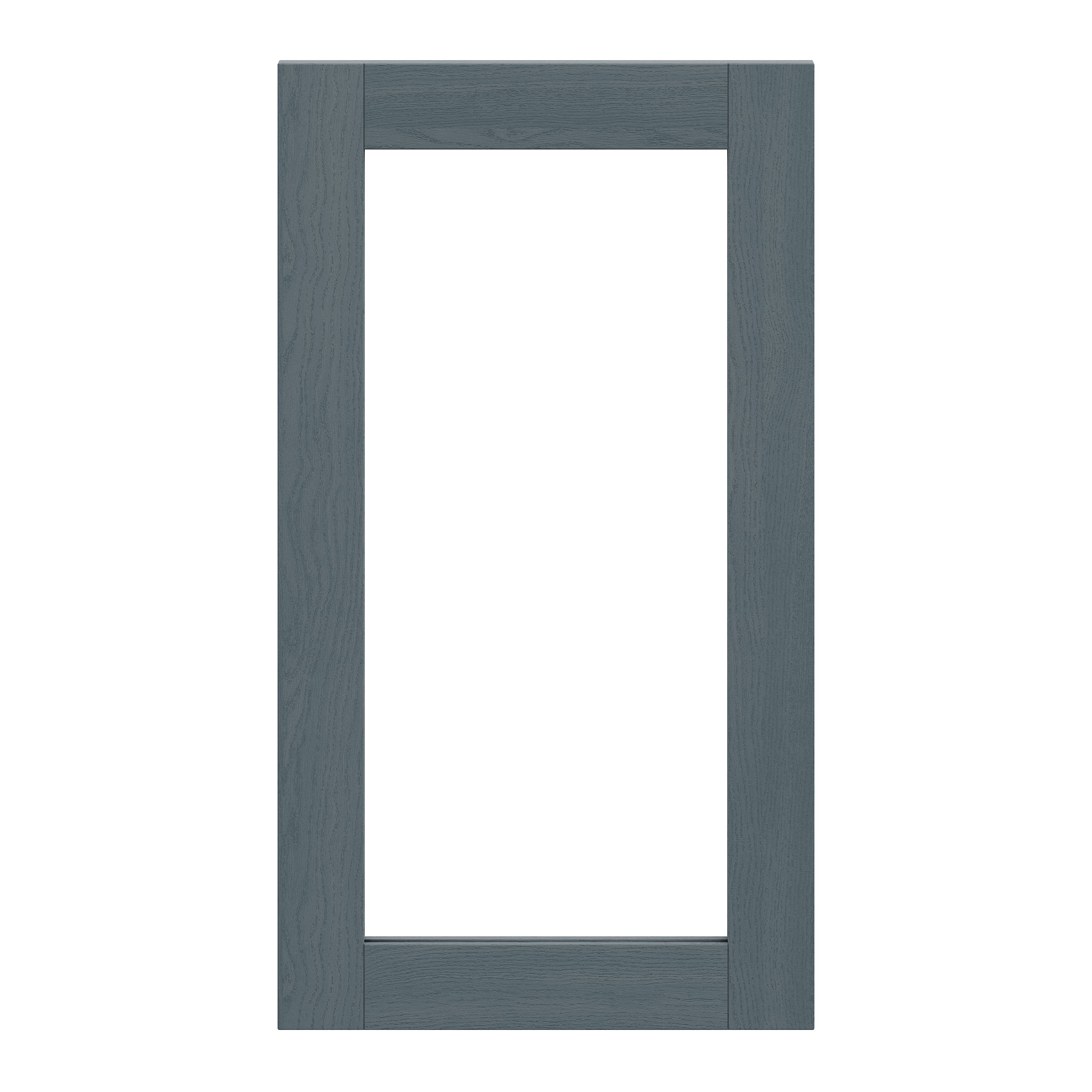 Alpinia Matt dusk blue wood effect Shaker Glazed Tall glazed Cabinet door (W)500mm (H)895mm (T)18mm