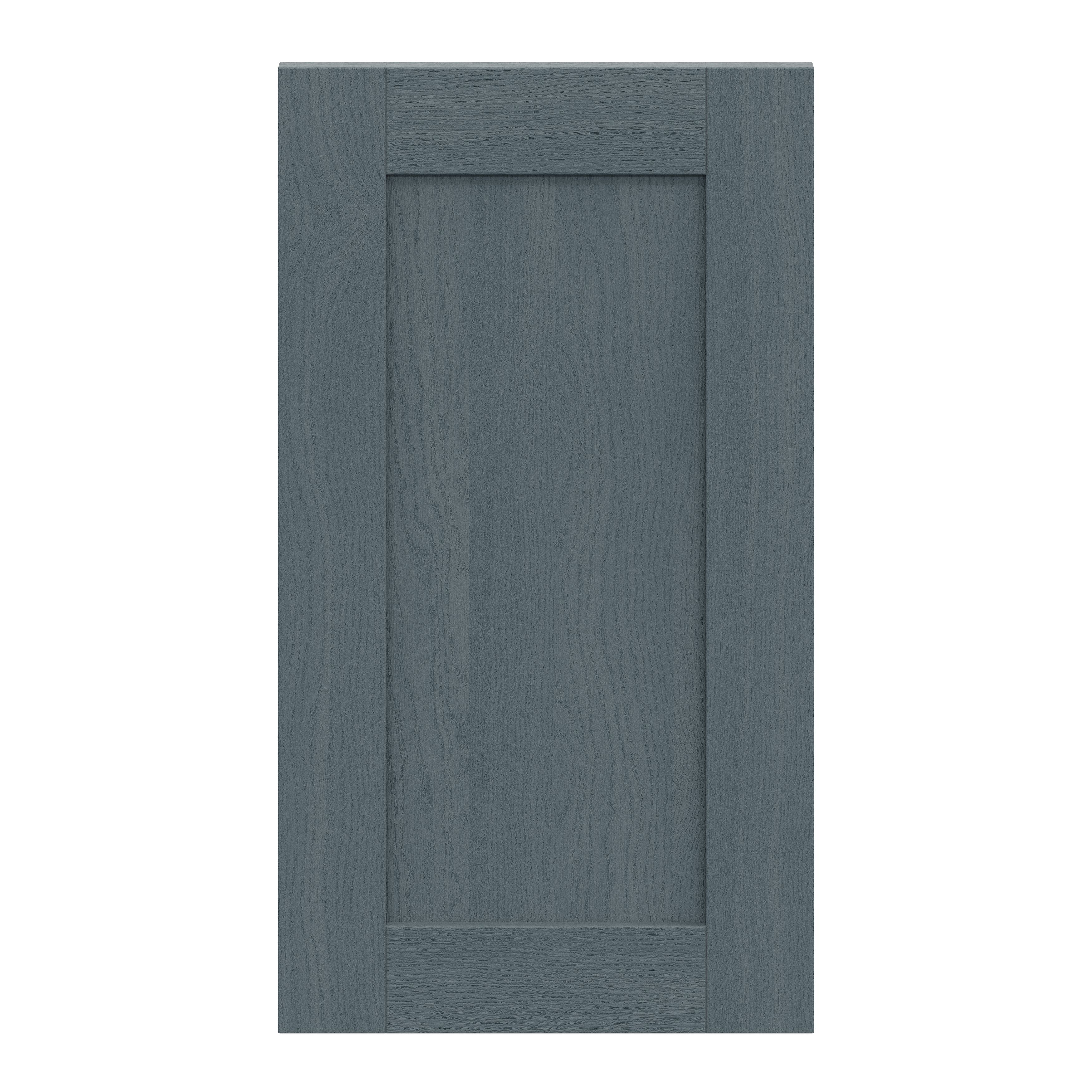 Alpinia Matt dusk blue wood effect Shaker Highline Cabinet door (W)400mm (H)715mm (T)18mm