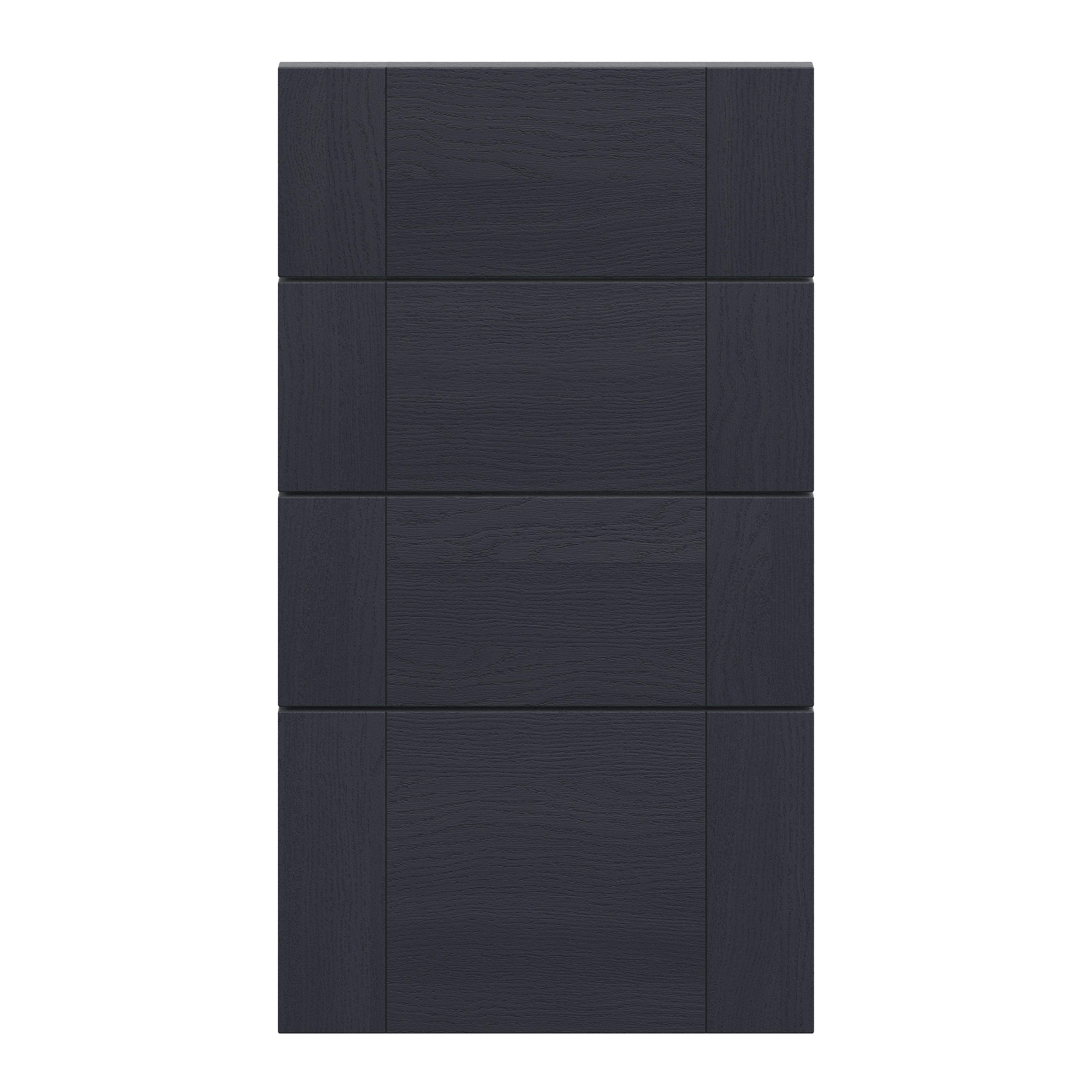 Alpinia Matt midnight navy wood effect Drawer front, Pack of 4 (H)715mm (W)397mm (T)18mm
