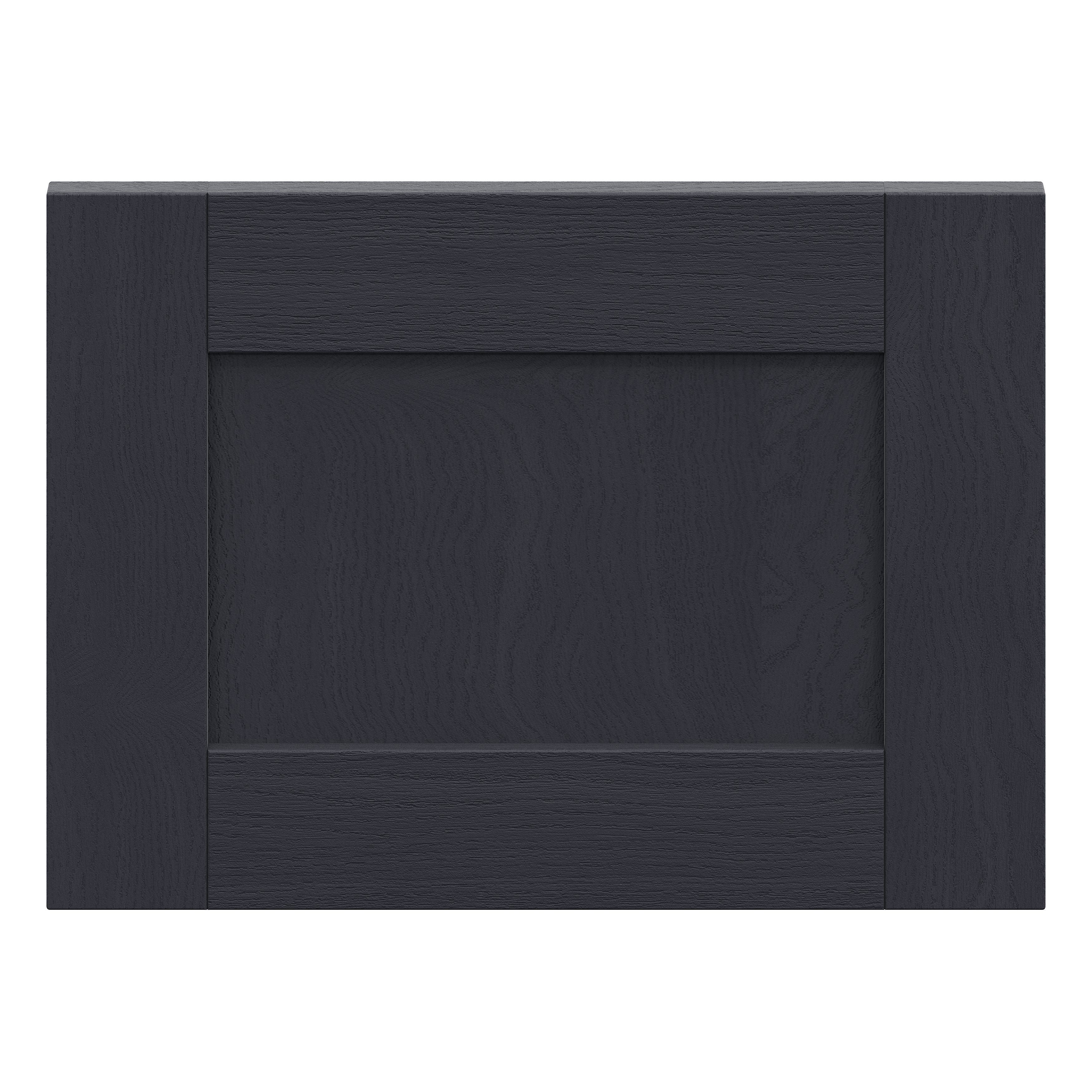 Alpinia Matt midnight navy wood effect Shaker Drawer front, bridging door & bi-fold door, 356mm x 18mm x 497mm 500mm