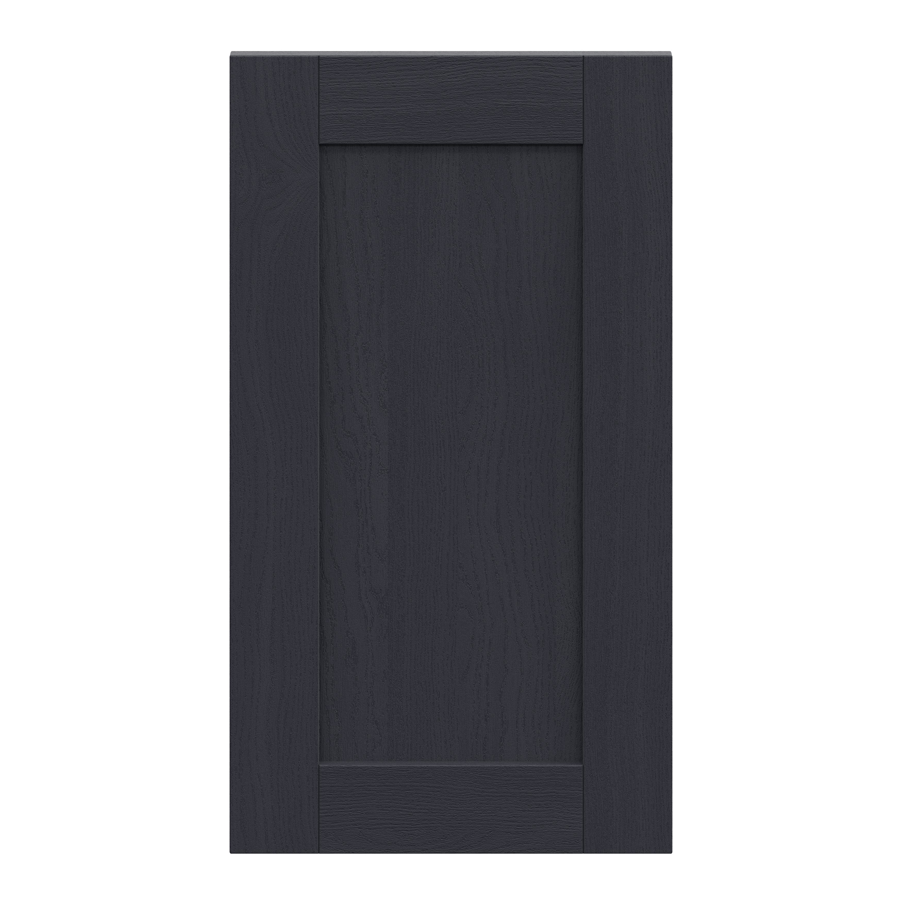 Alpinia Matt midnight navy wood effect Shaker Highline Cabinet door (W)400mm (H)715mm (T)18mm