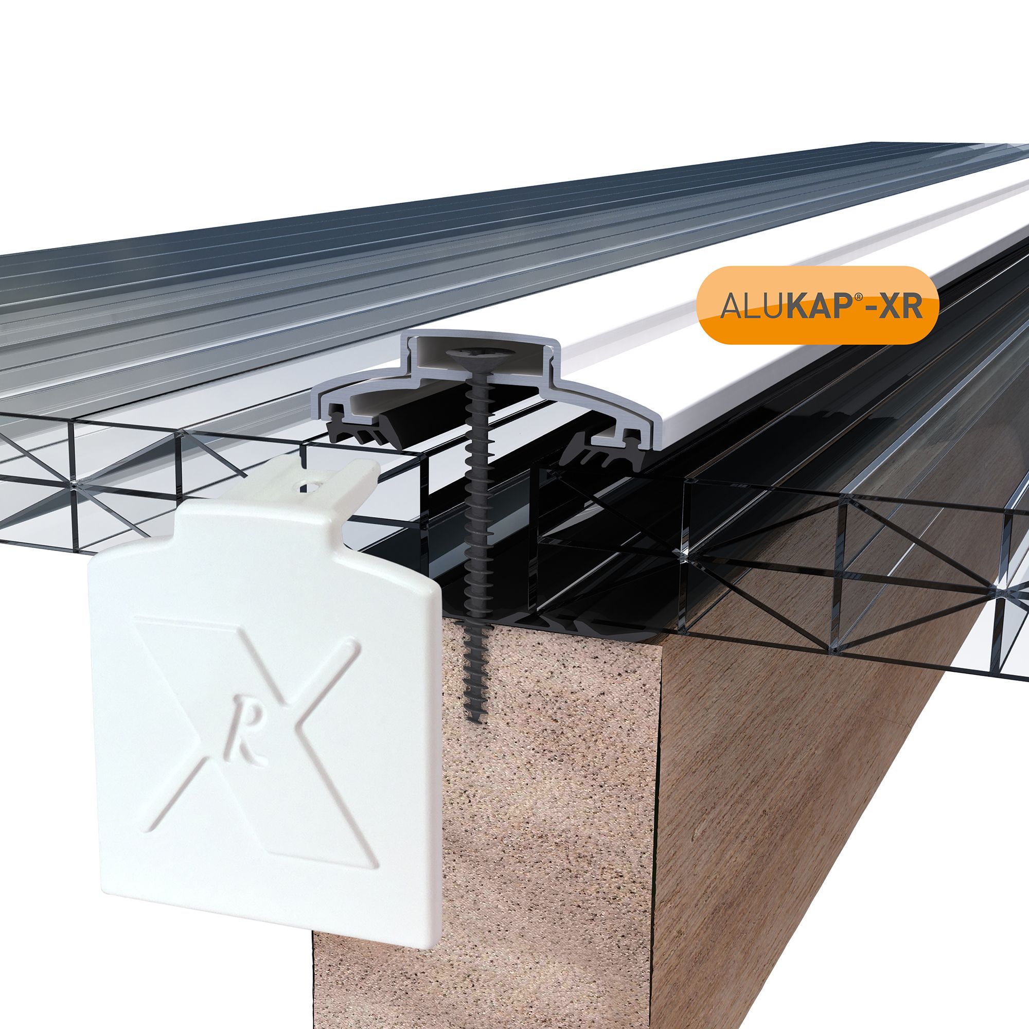 Alukap AKX348W White Aluminium Glazing bar, (L)4.8m (W)60mm (T)20mm