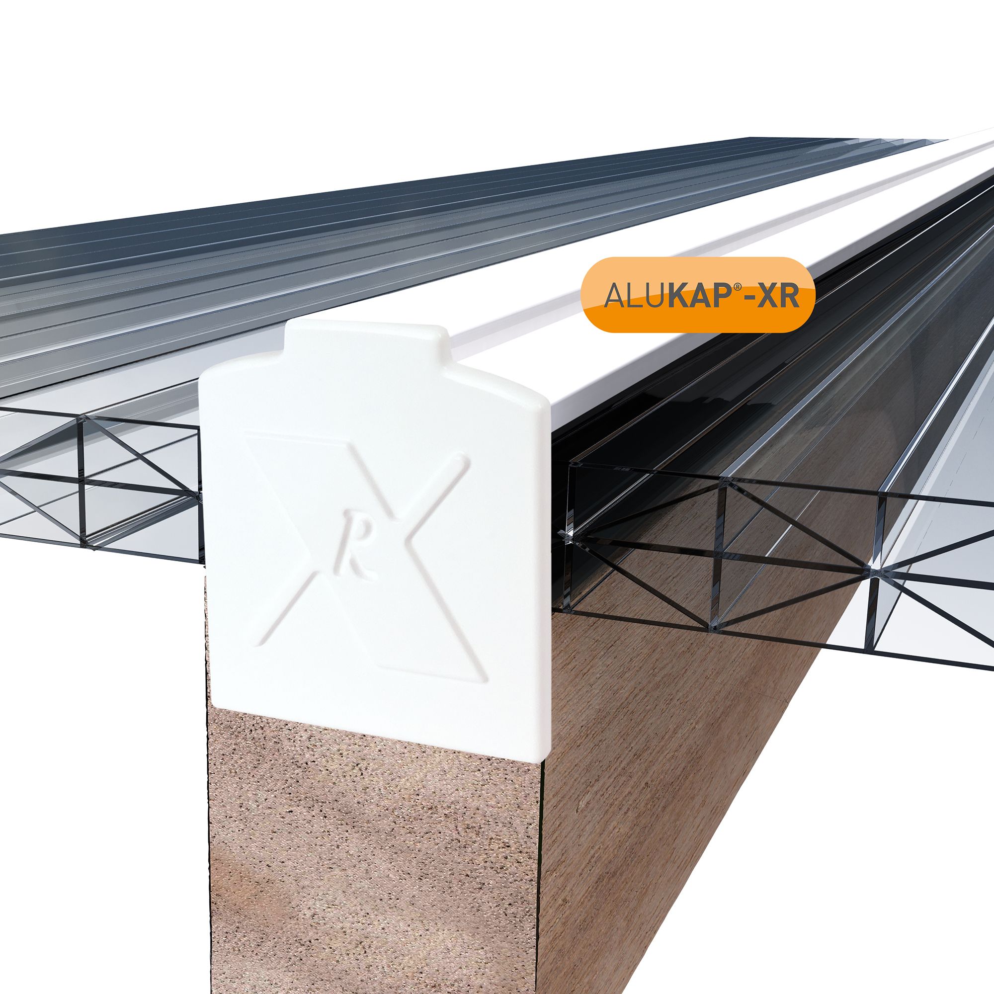 Alukap AKX348W White Aluminium Glazing bar, (L)4.8m (W)60mm (T)20mm