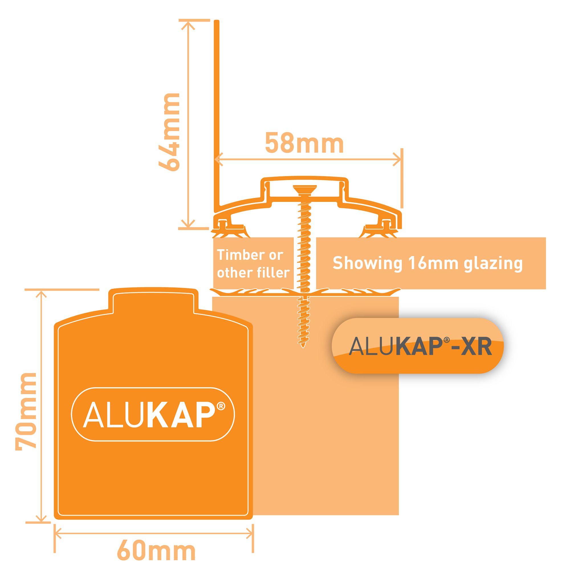 Alukap AKX576B Brown Aluminium Glazing bar, (L)3m (W)60mm (T)70mm