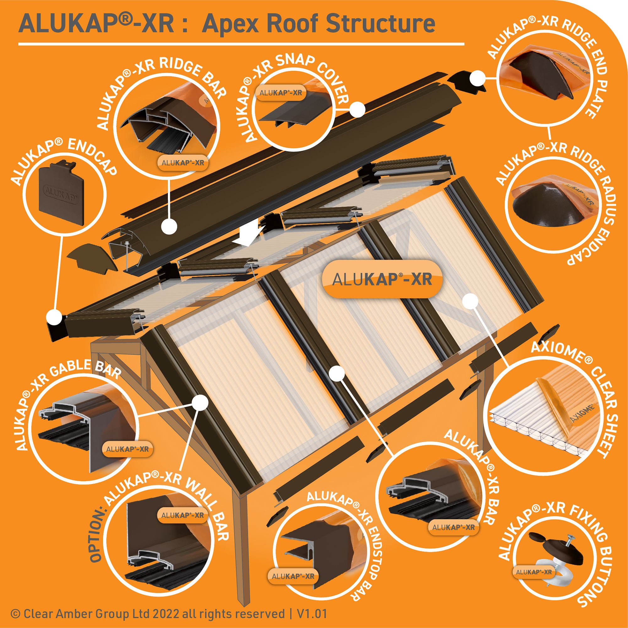 Alukap AKX576B Brown Aluminium Glazing bar, (L)3m (W)60mm (T)70mm