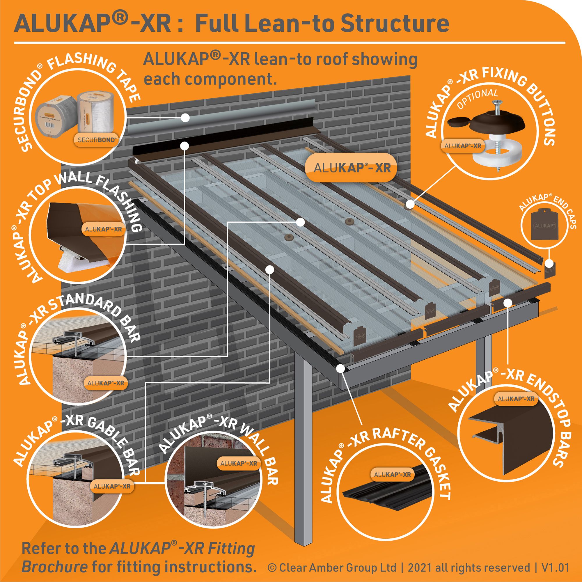Alukap AKX576B Brown Aluminium Glazing bar, (L)3m (W)60mm (T)70mm