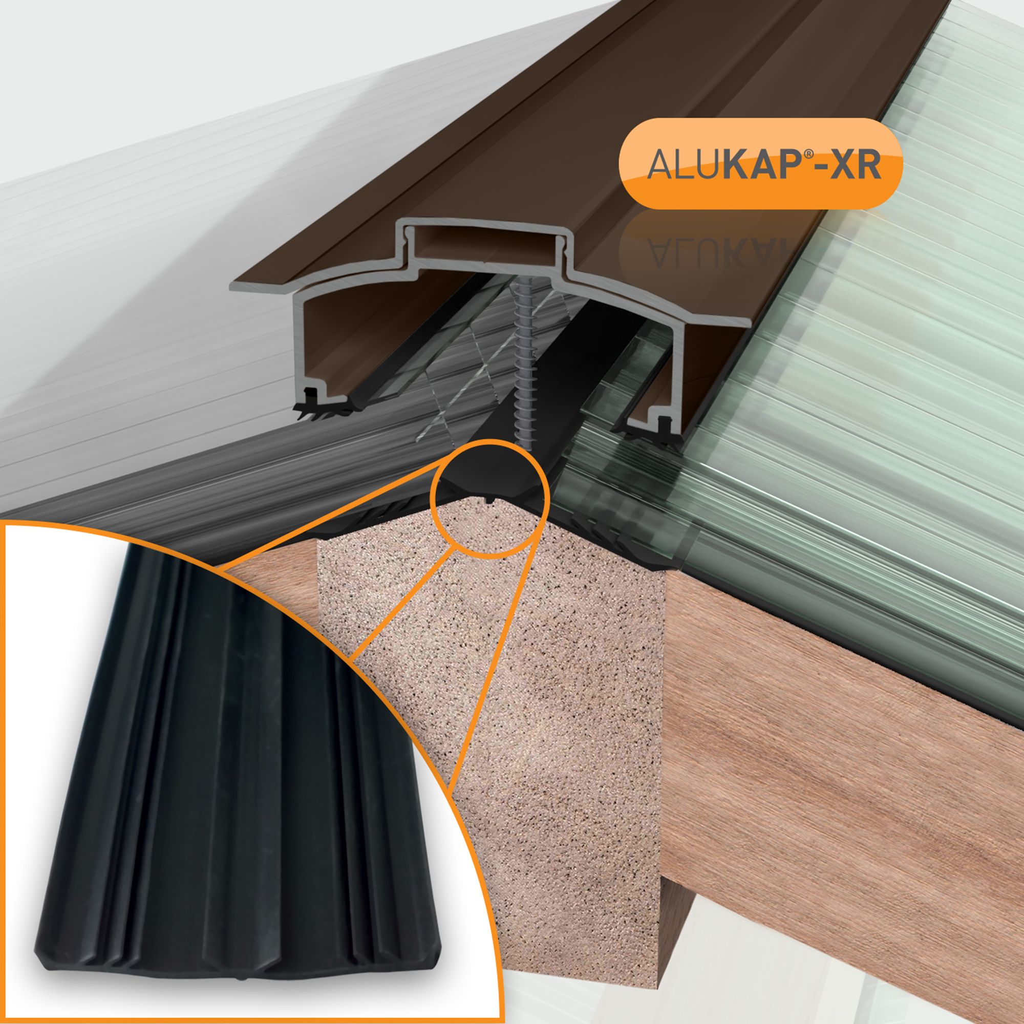 Alukap AKX636B Brown Aluminium Glazing bar, (L)3m (W)80mm (T)35mm