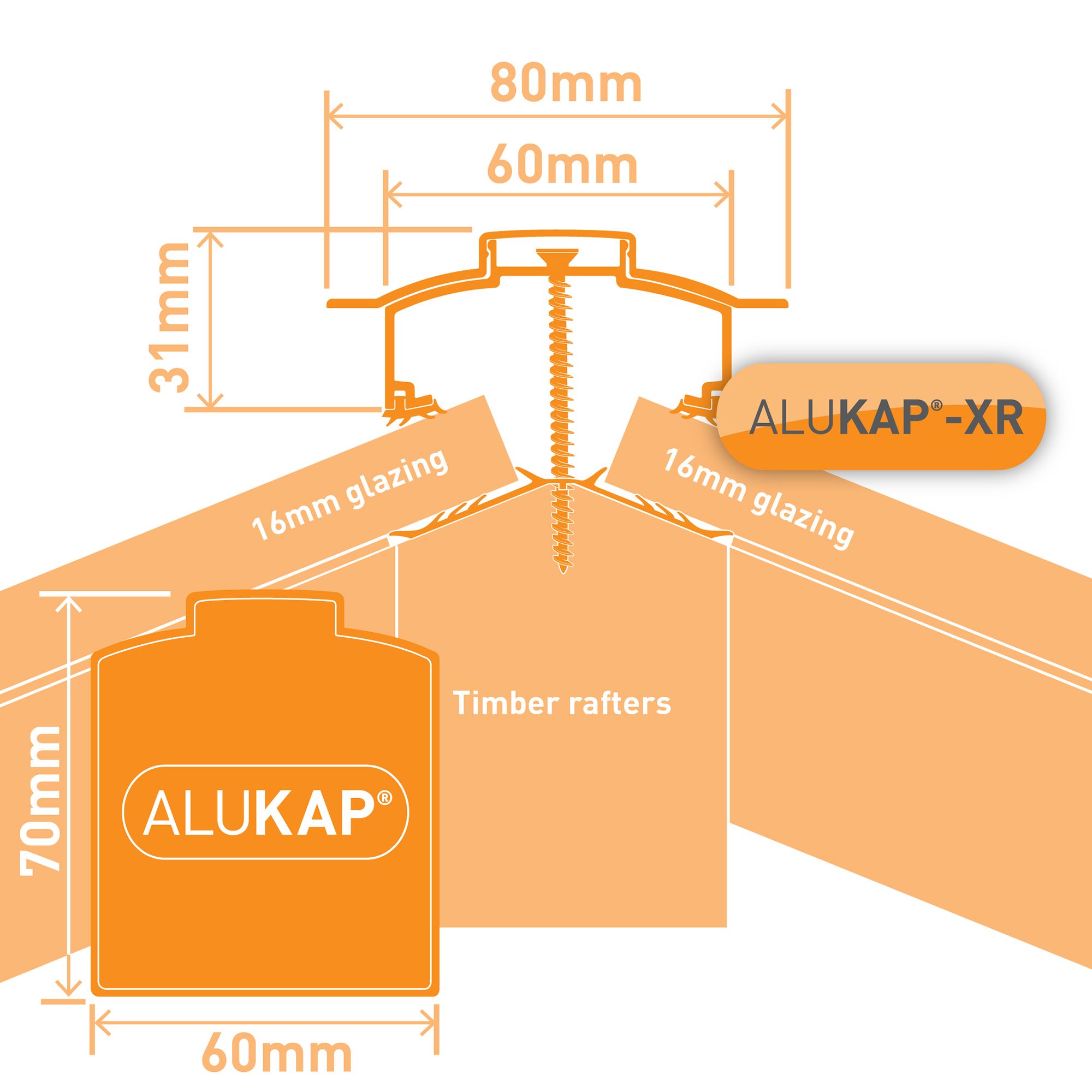 Alukap AKX636B Brown Aluminium Glazing bar, (L)3m (W)80mm (T)35mm