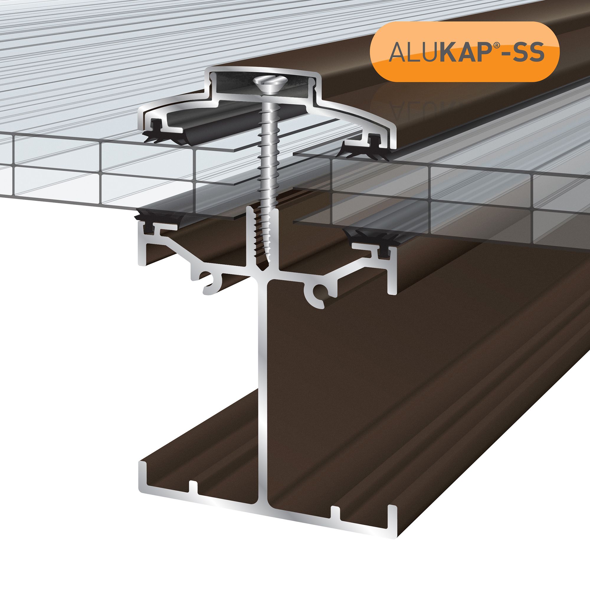 Alukap SS AKSS220B Brown Aluminium Low profile Glazing bar