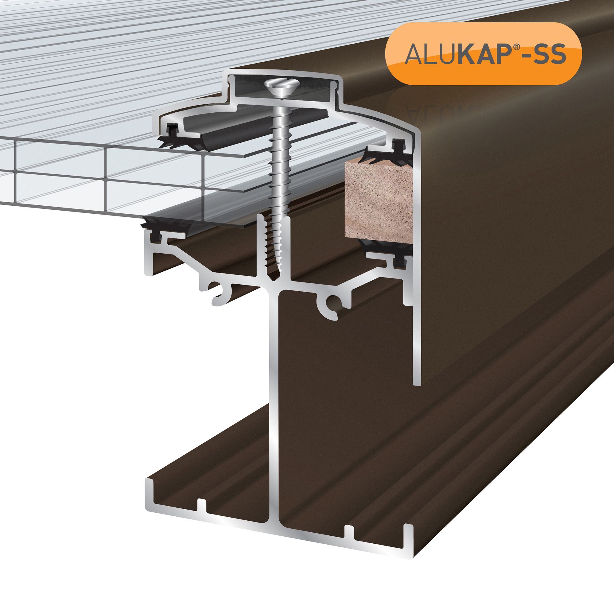 Alukap SS AKSS350B Brown Aluminium Low profile Glazing bar - 4