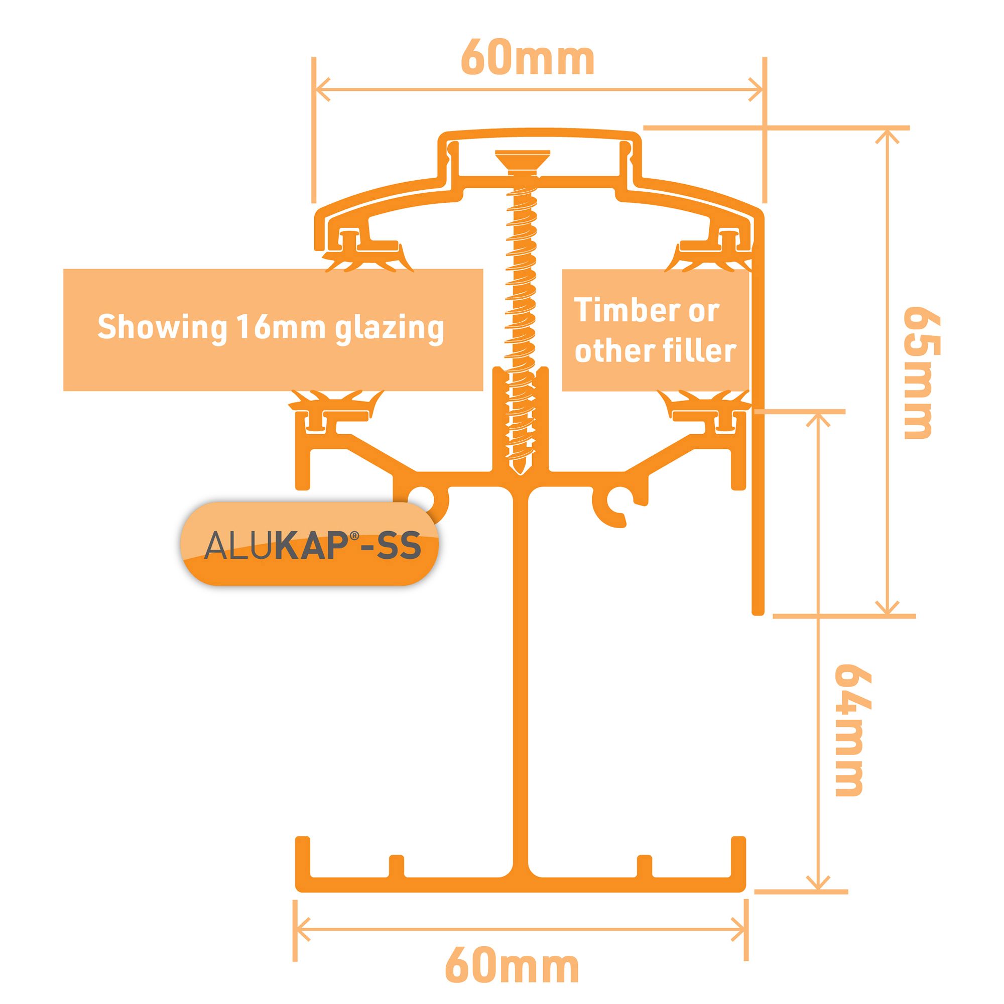 Alukap SS AKSS350B Brown Aluminium Low profile Glazing bar - 5
