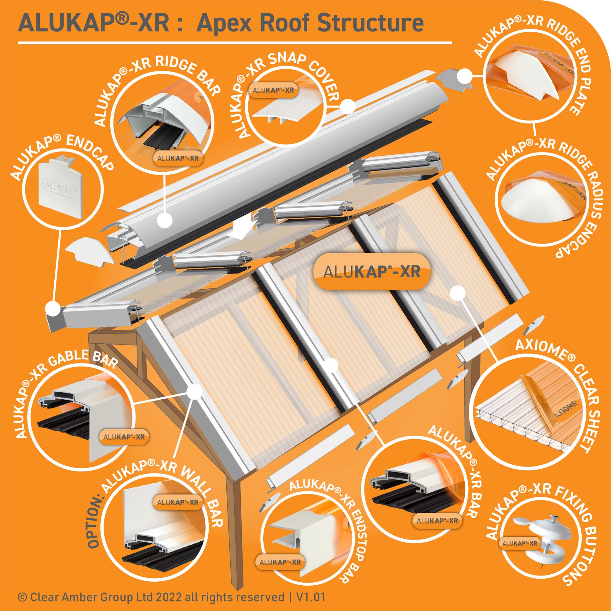 Alukap XR AKX476W White Aluminium Glazing bar - 4