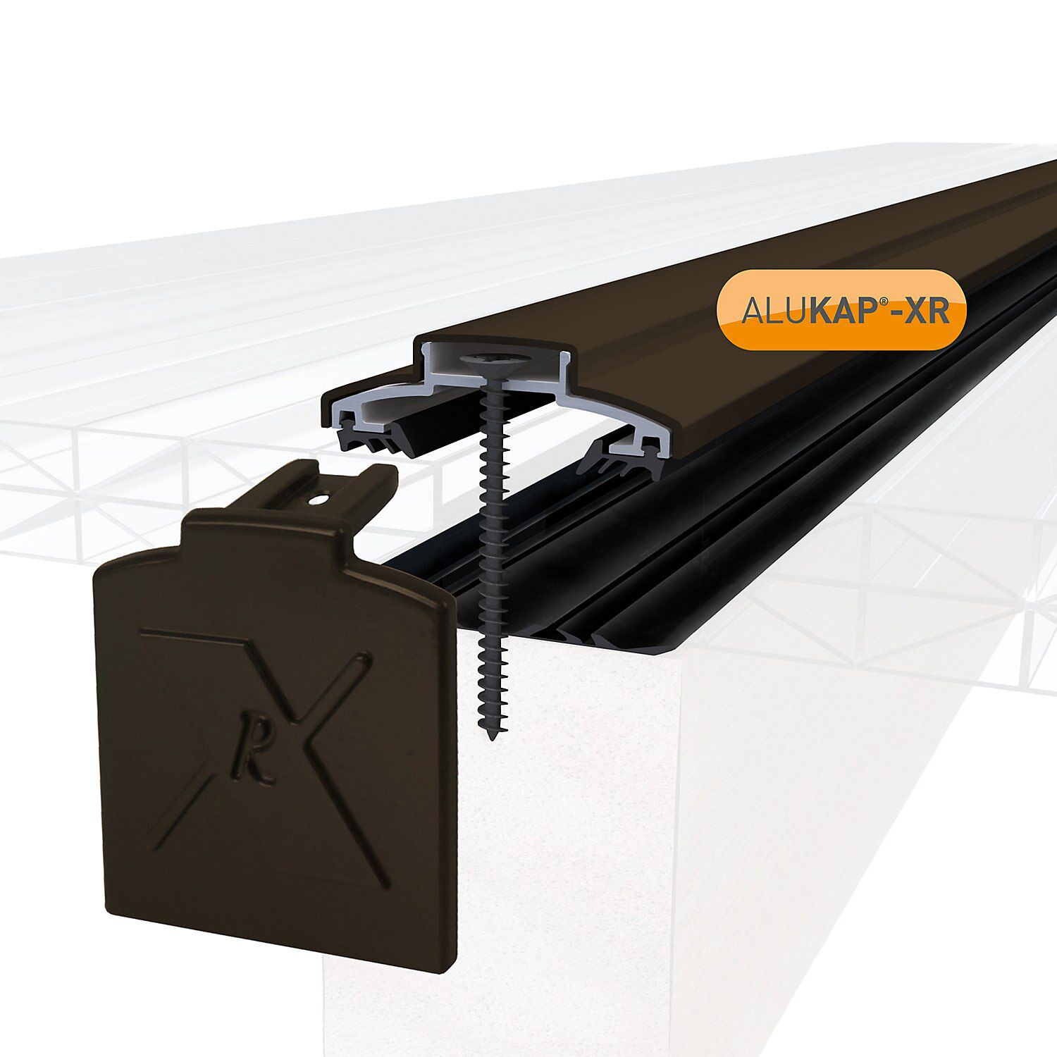 Alukap XR Brown Aluminium Glazing bar, (L)4.8m (W)60mm (T)20mm