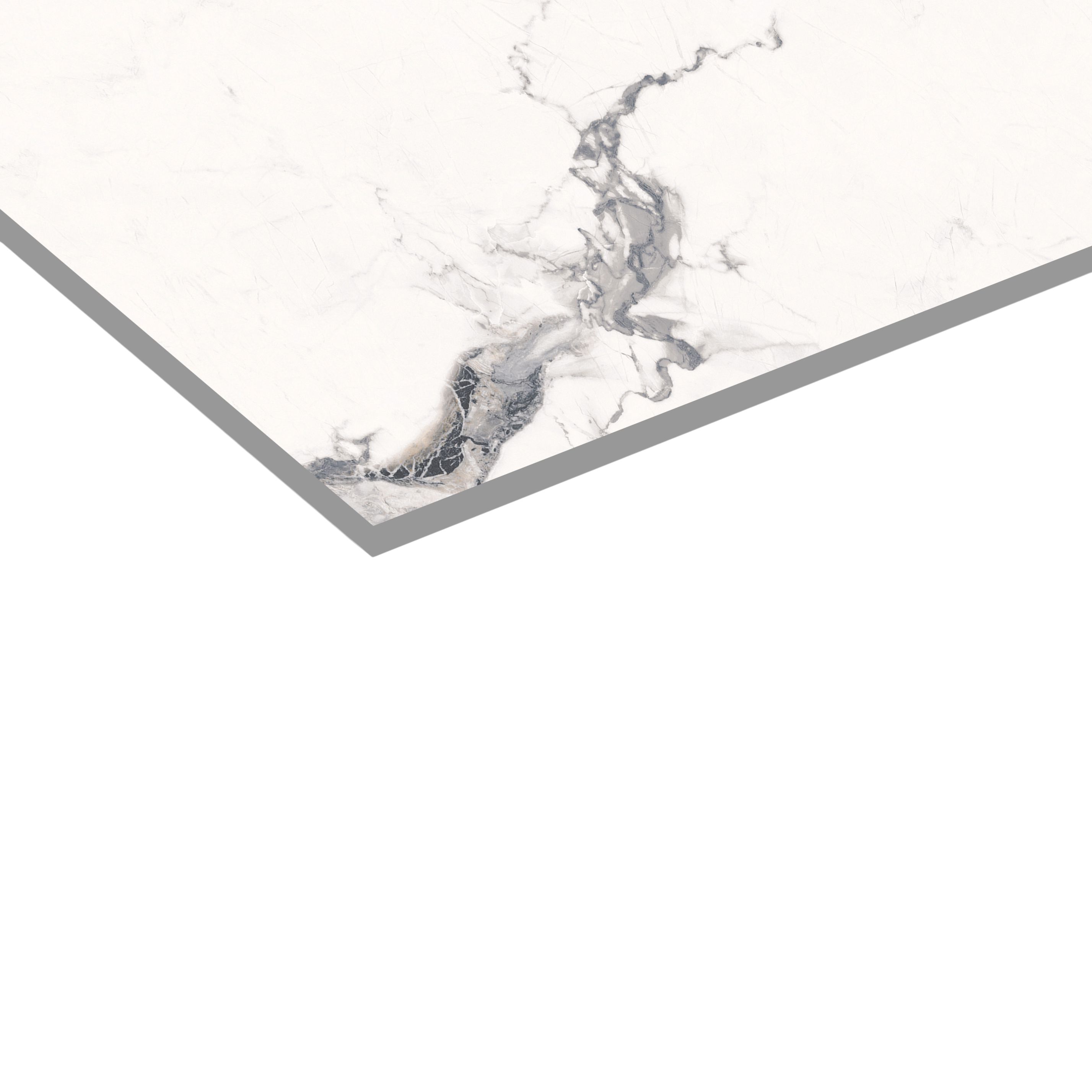 Alvaro White & Gold Gloss Marble effect Porcelain Indoor Wall & floor Tile, Pack of 5, (L)600mm (W)300mm