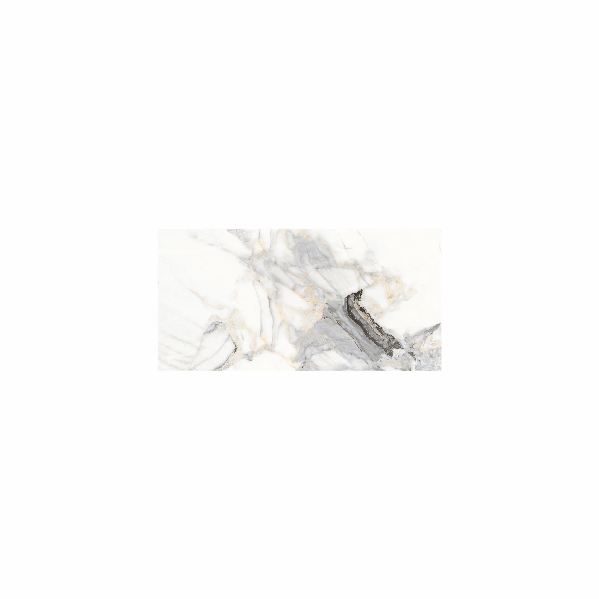Alvaro White & Gold Gloss Marble effect Porcelain Wall & floor Tile