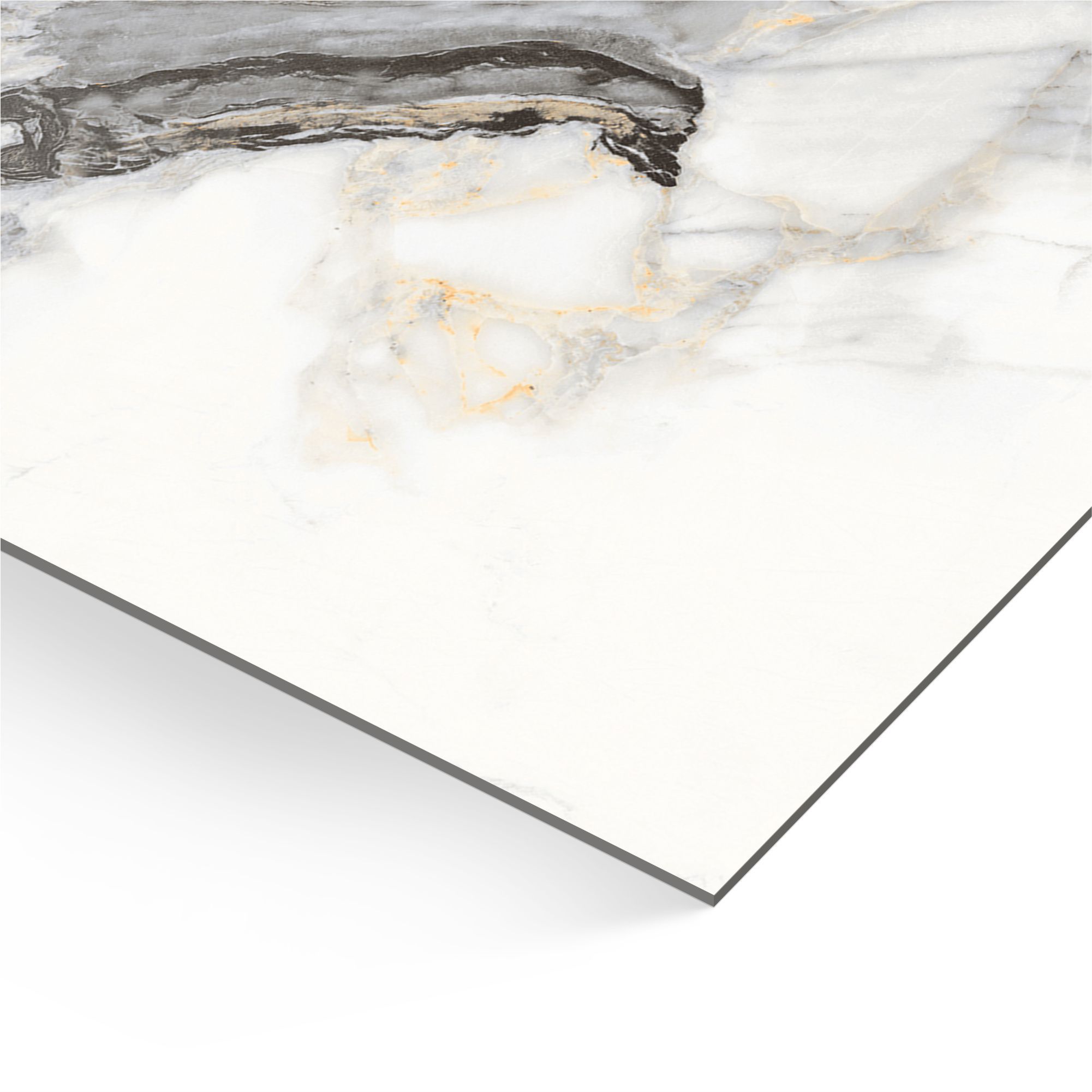 Alvaro White & Gold Porcelain Wall & floor Tile - 3