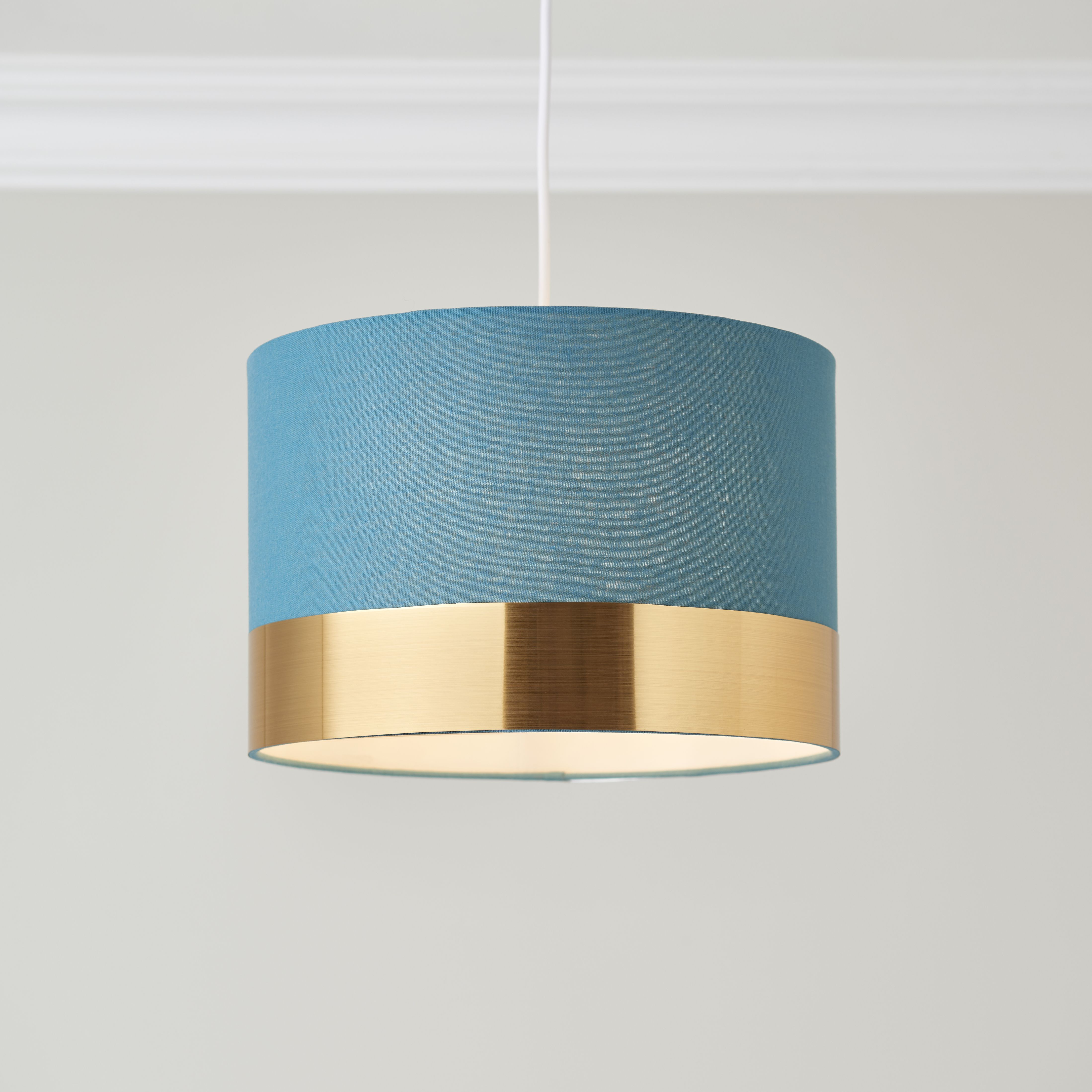 Amara Brushed Teal Cylinder Lamp shade (D)30cm