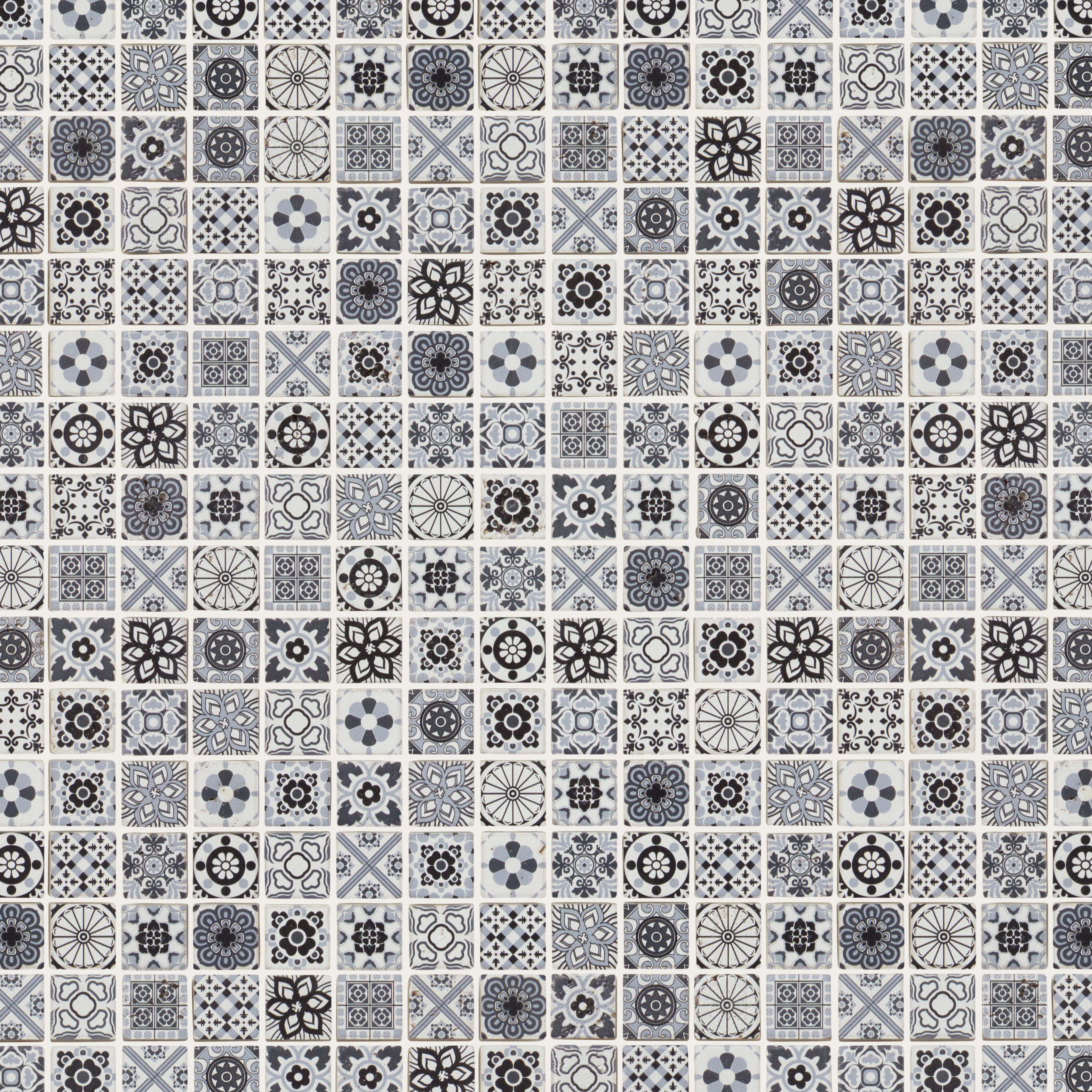 Amaranta Black & white Matt Stone effect Natural stone Mosaic tile sheet - 4