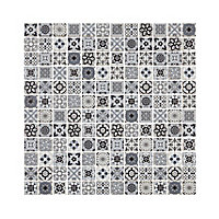 Amaranta Black & white Stone effect Natural stone Mosaic tile sheet, (L)300mm (W)300mm