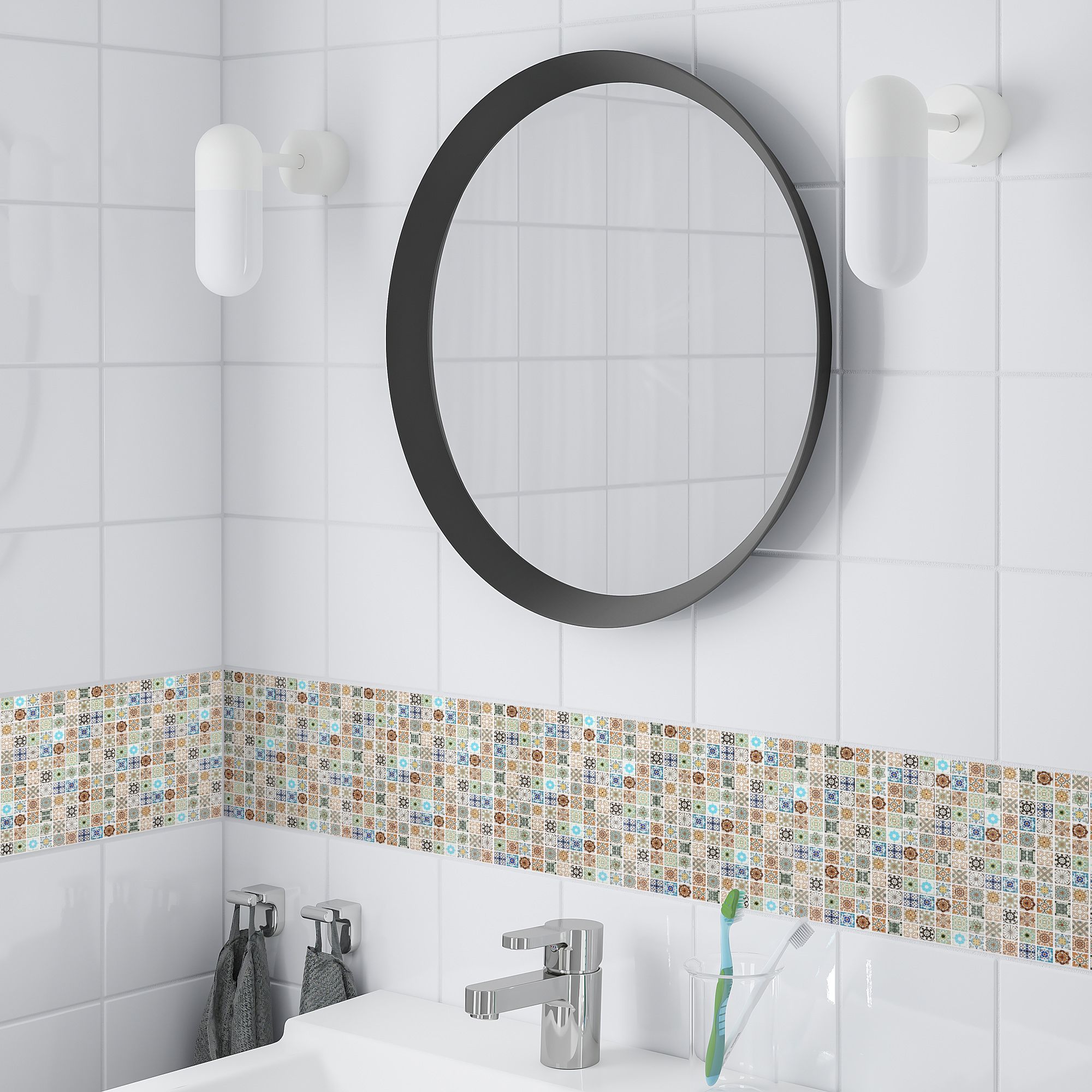 Amaranta Multicolour Matt Stone effect Natural stone Mosaic tile sheet - 6
