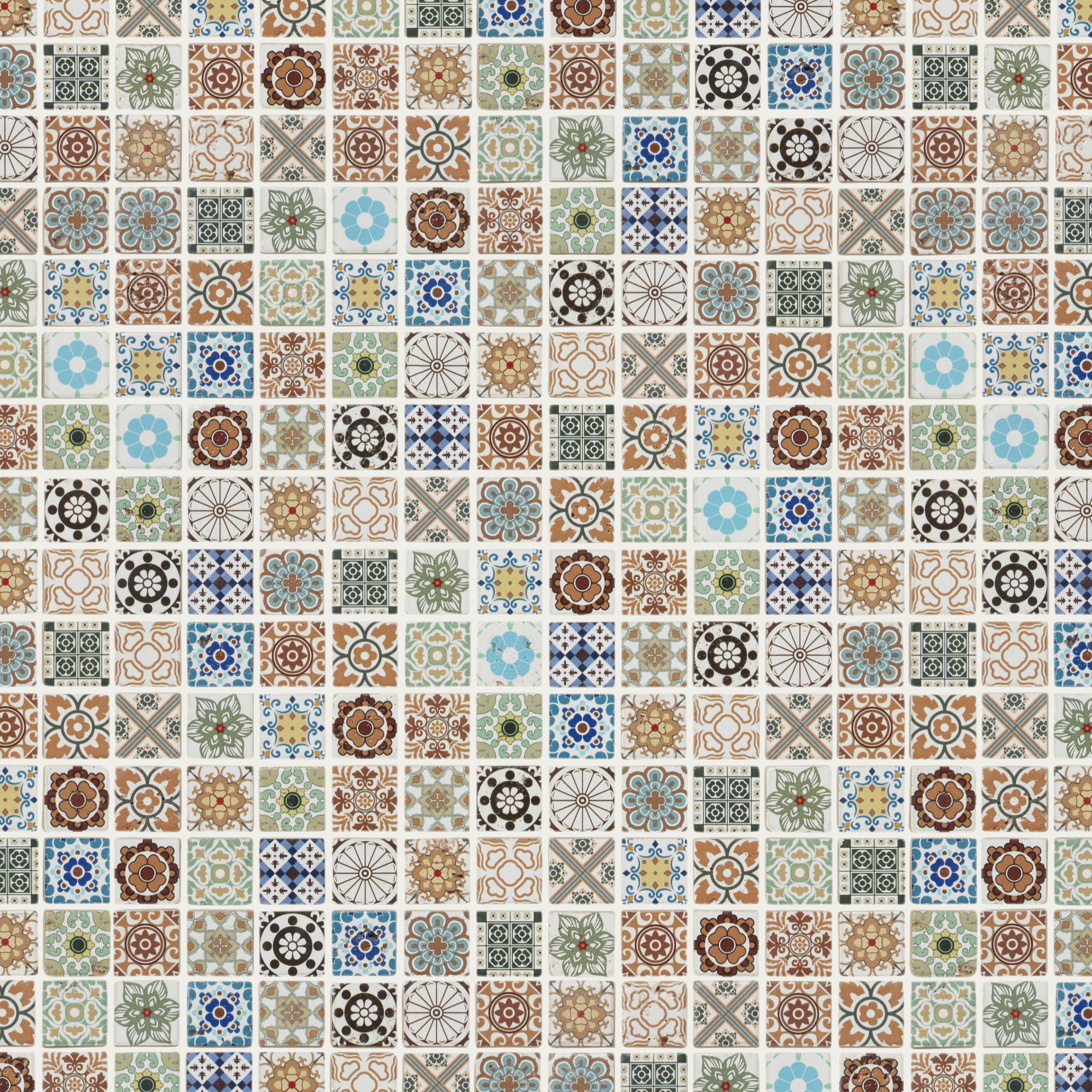 Amaranta Multicolour Matt Stone effect Natural stone Mosaic tile sheet - 4