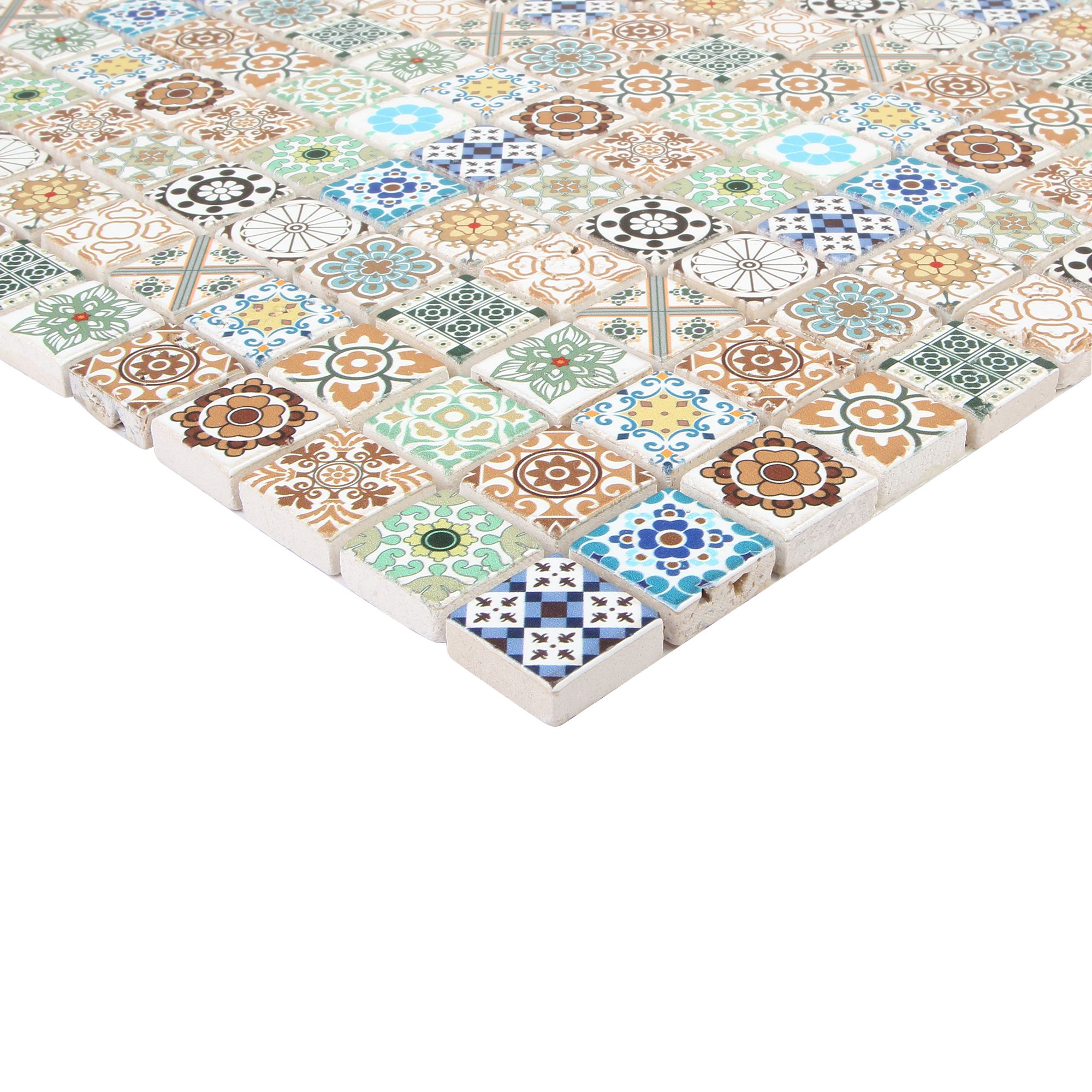 Amaranta Multicolour Matt Stone effect Natural stone Mosaic tile sheet - 3