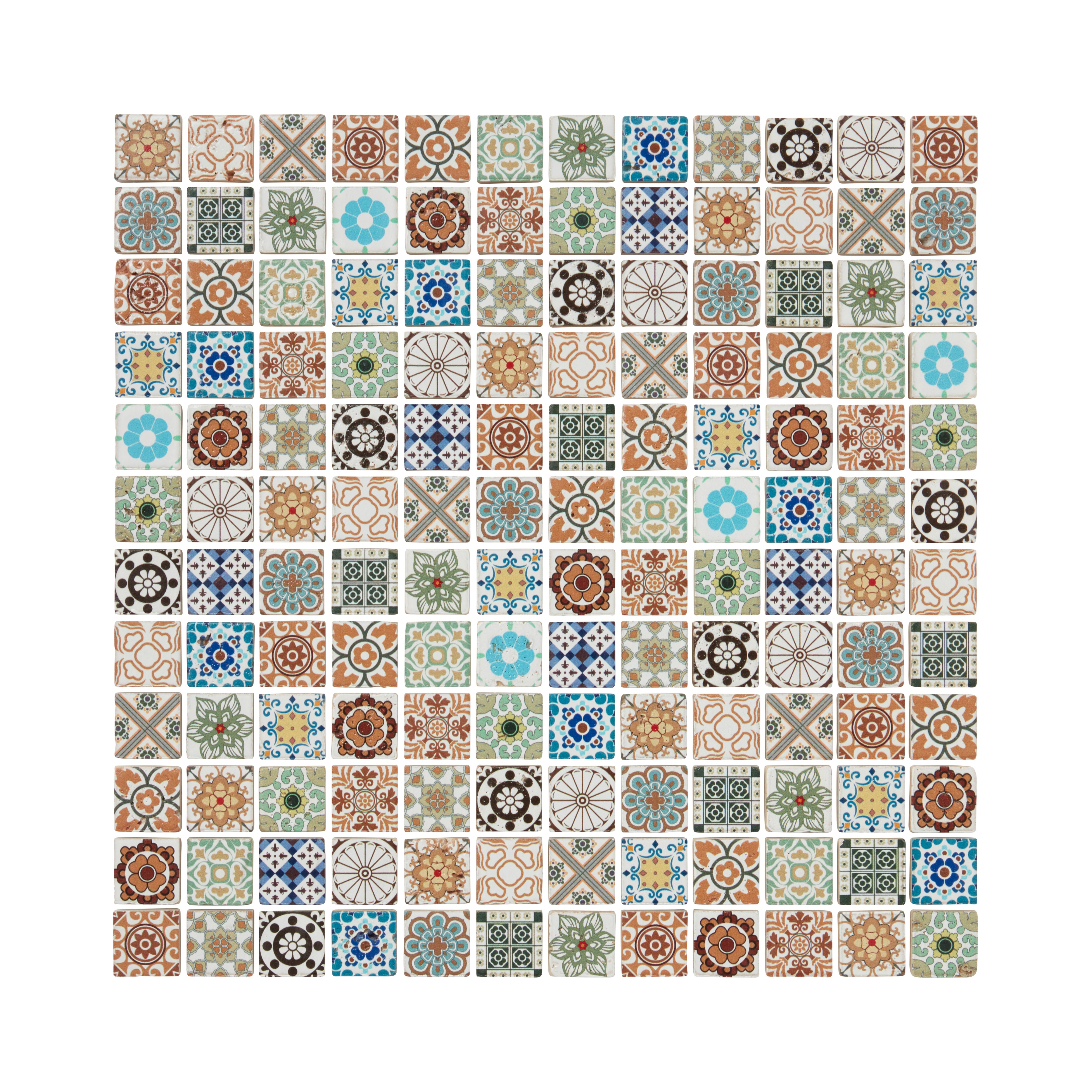 Amaranta Multicolour Stone effect Natural stone Mosaic tile sheet, (L