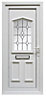 Amberley Obscure bevelled leaded pattern Glazed Panelled White External Front door & frame, (H)2055mm (W)920mm