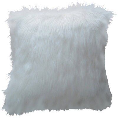 Amme Off white Plain Fur effect Cushion (L)43cm (W)43cm
