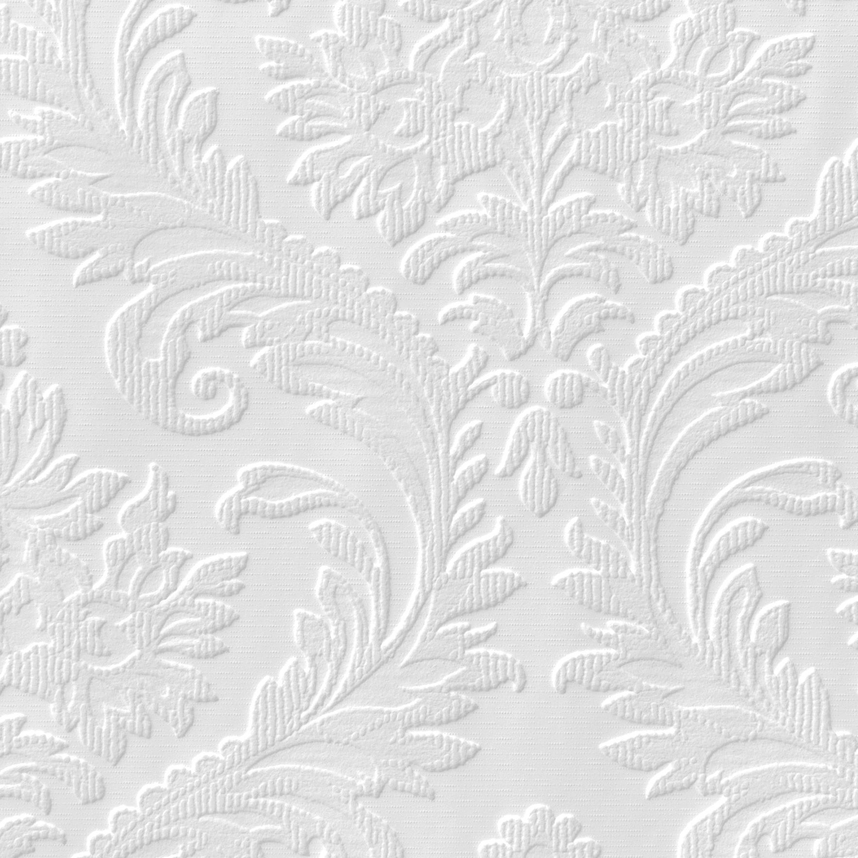 Anaglypta Luxury High traditional White Damask Blown Wallpaper | DIY at B&Q