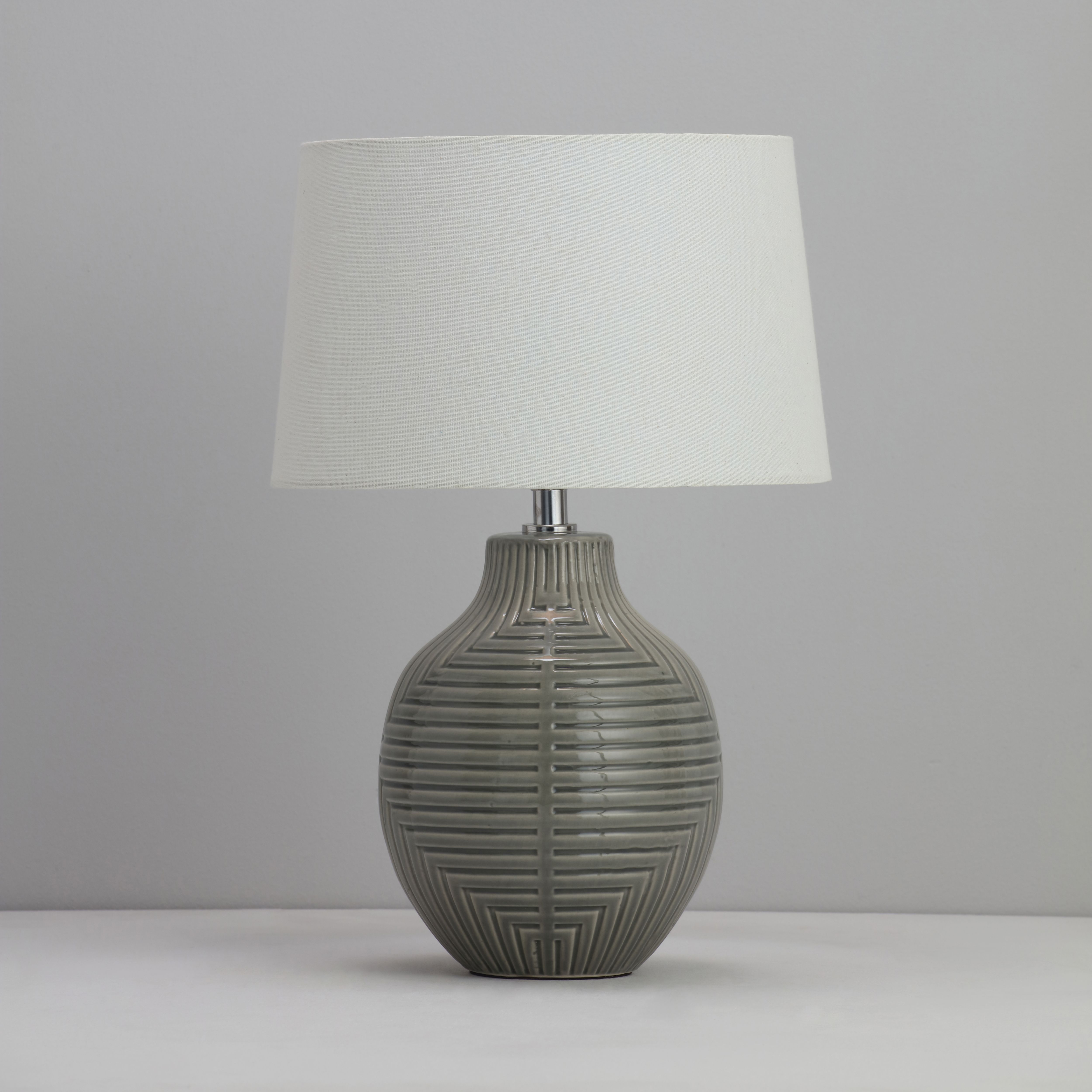 Ananke Embossed ceramic Grey Table light