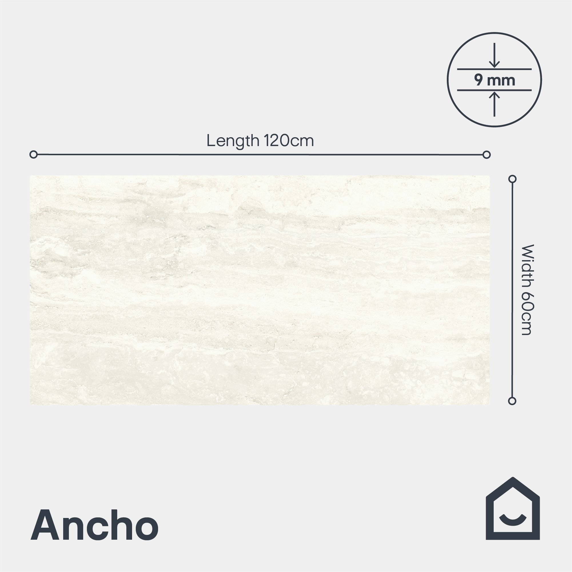 Ancho White Matt Stone effect Porcelain Indoor Wall & floor Tile, Pack of 2, (L)1200mm (W)600mm
