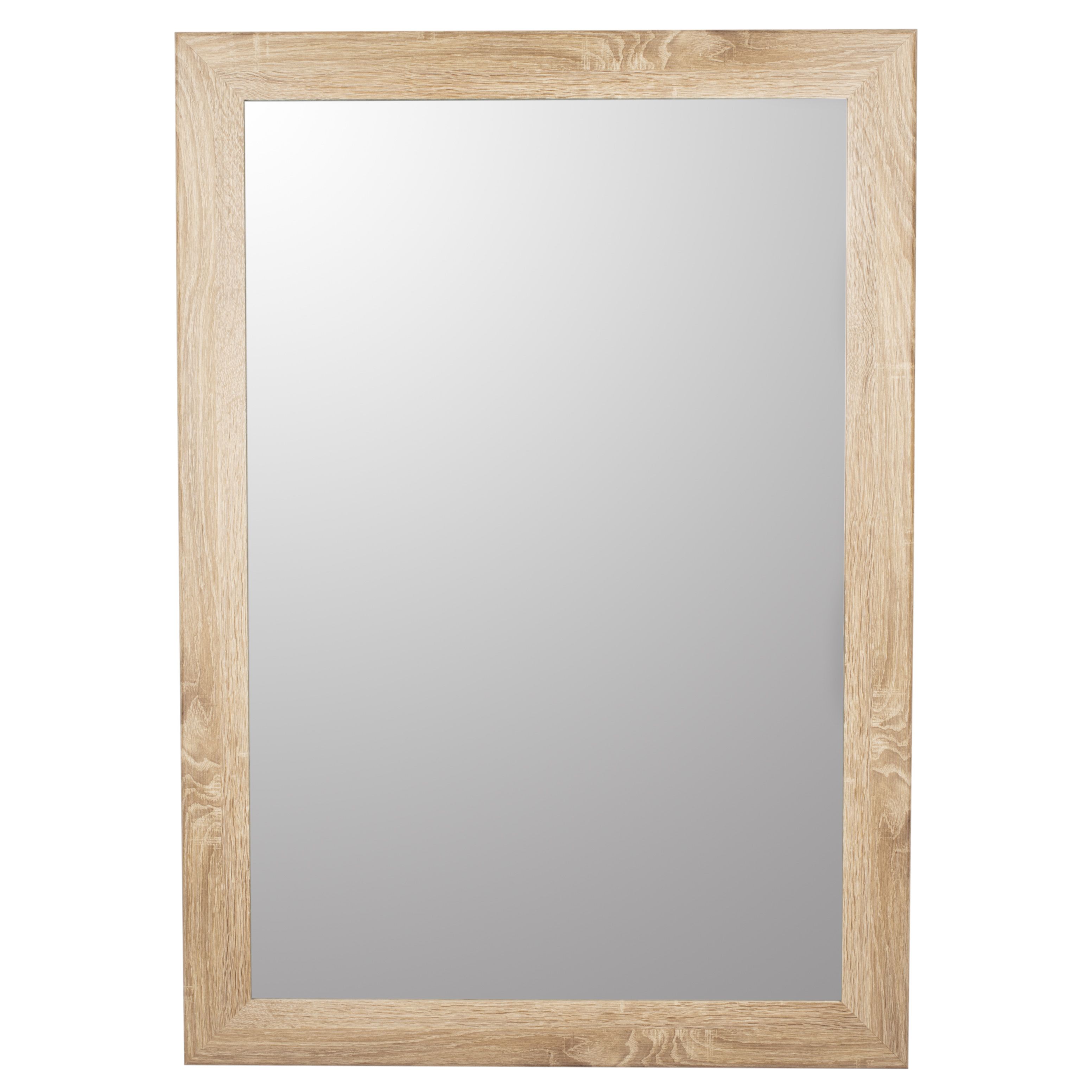 Andino Light oak effect Rectangular Wall-mounted Framed mirror, (H)103cm (W)73cm