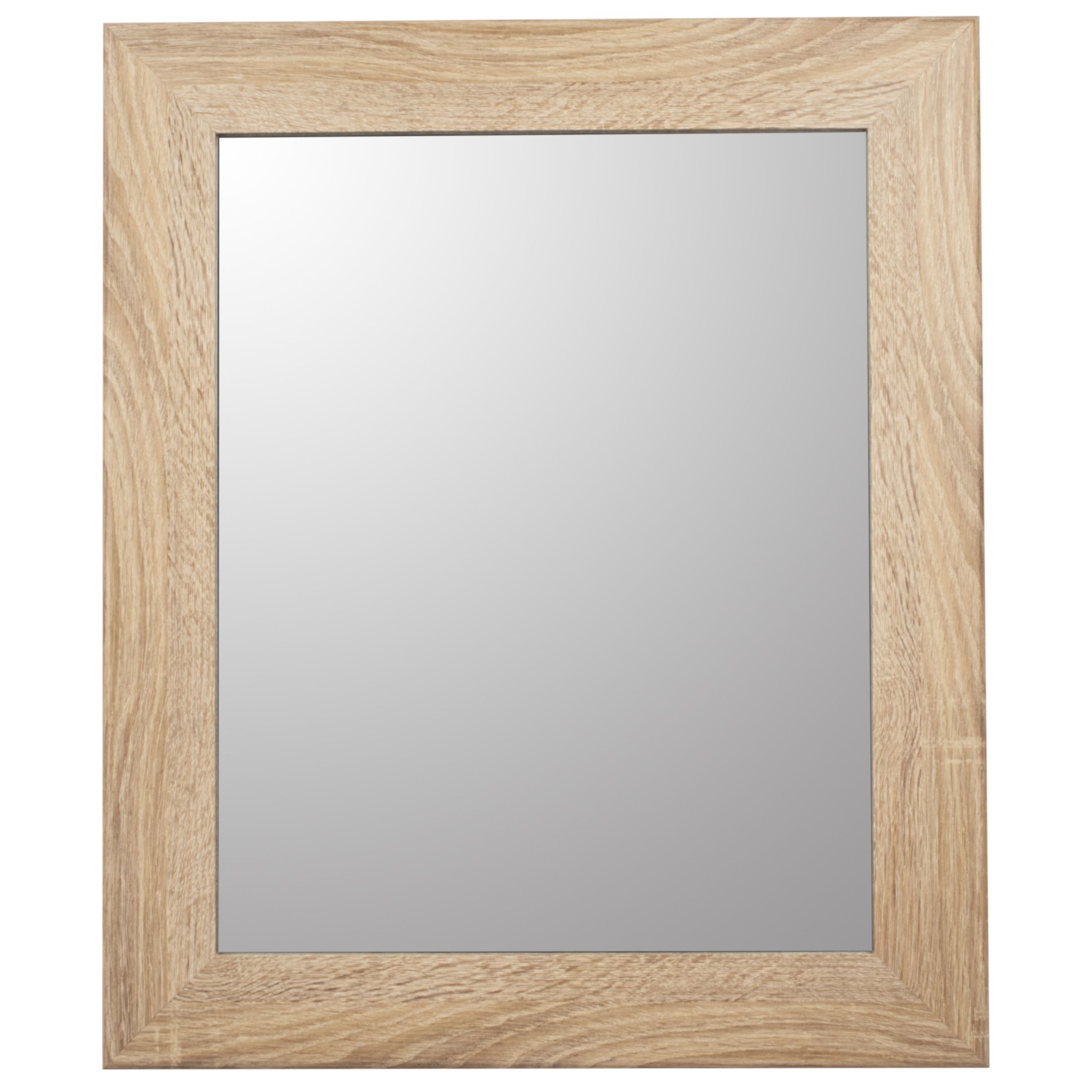 Andino Light oak effect Rectangular Wall-mounted Framed mirror, (H)63cm (W)53cm