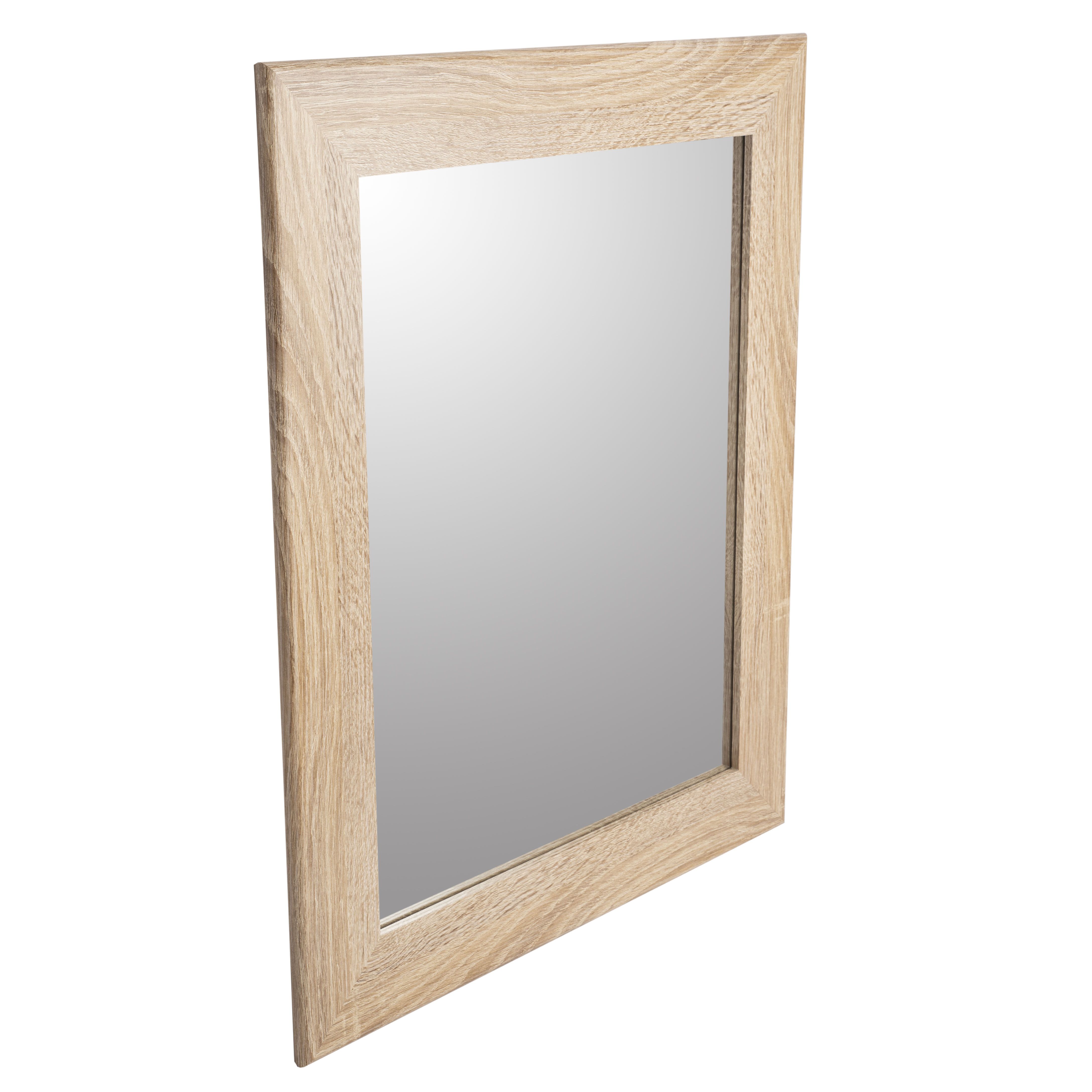 Andino Light oak effect Rectangular Wall-mounted Framed mirror, (H)63cm (W)53cm