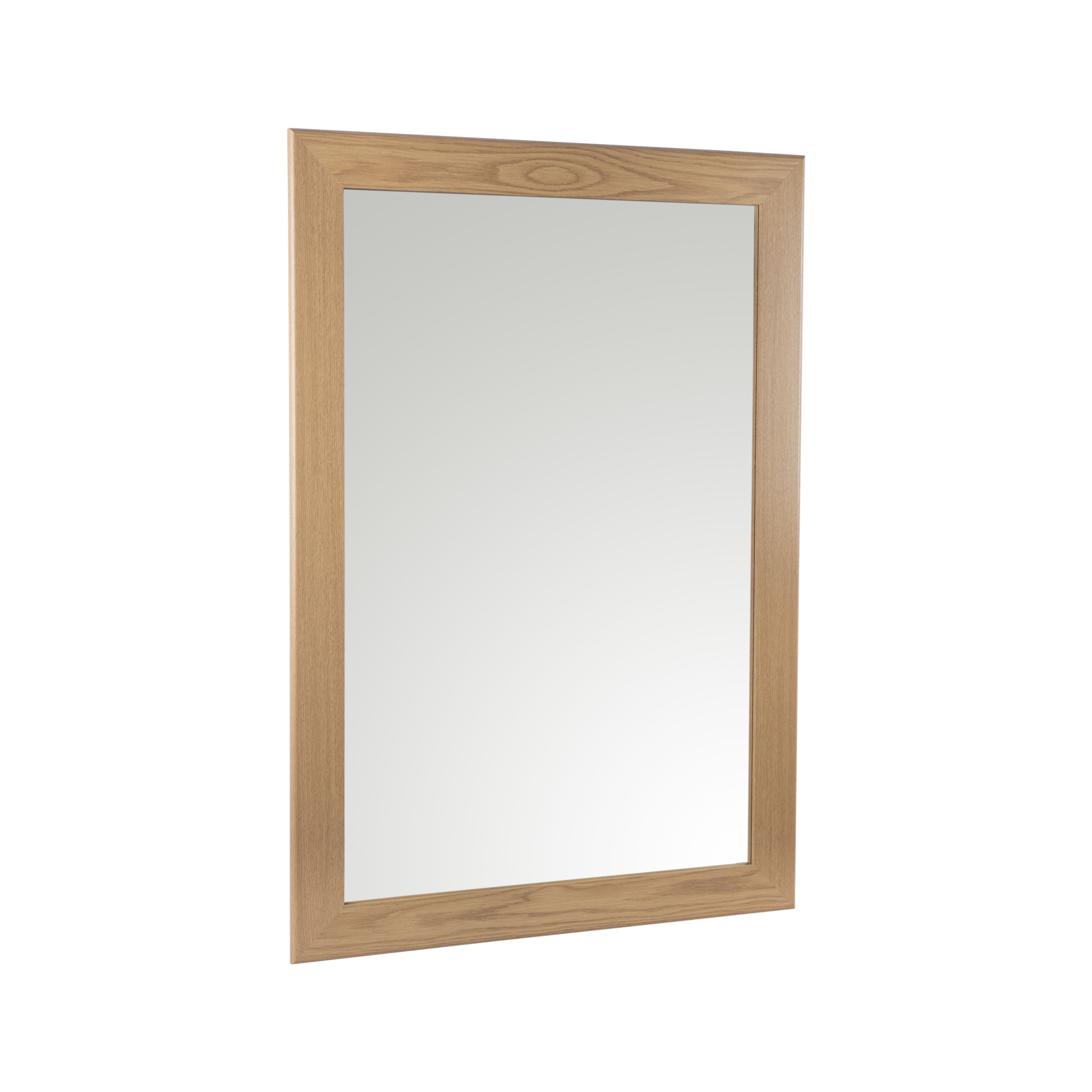 Andino Oak effect Bullnose Rectangular Wall-mounted Framed Mirror, (H ...