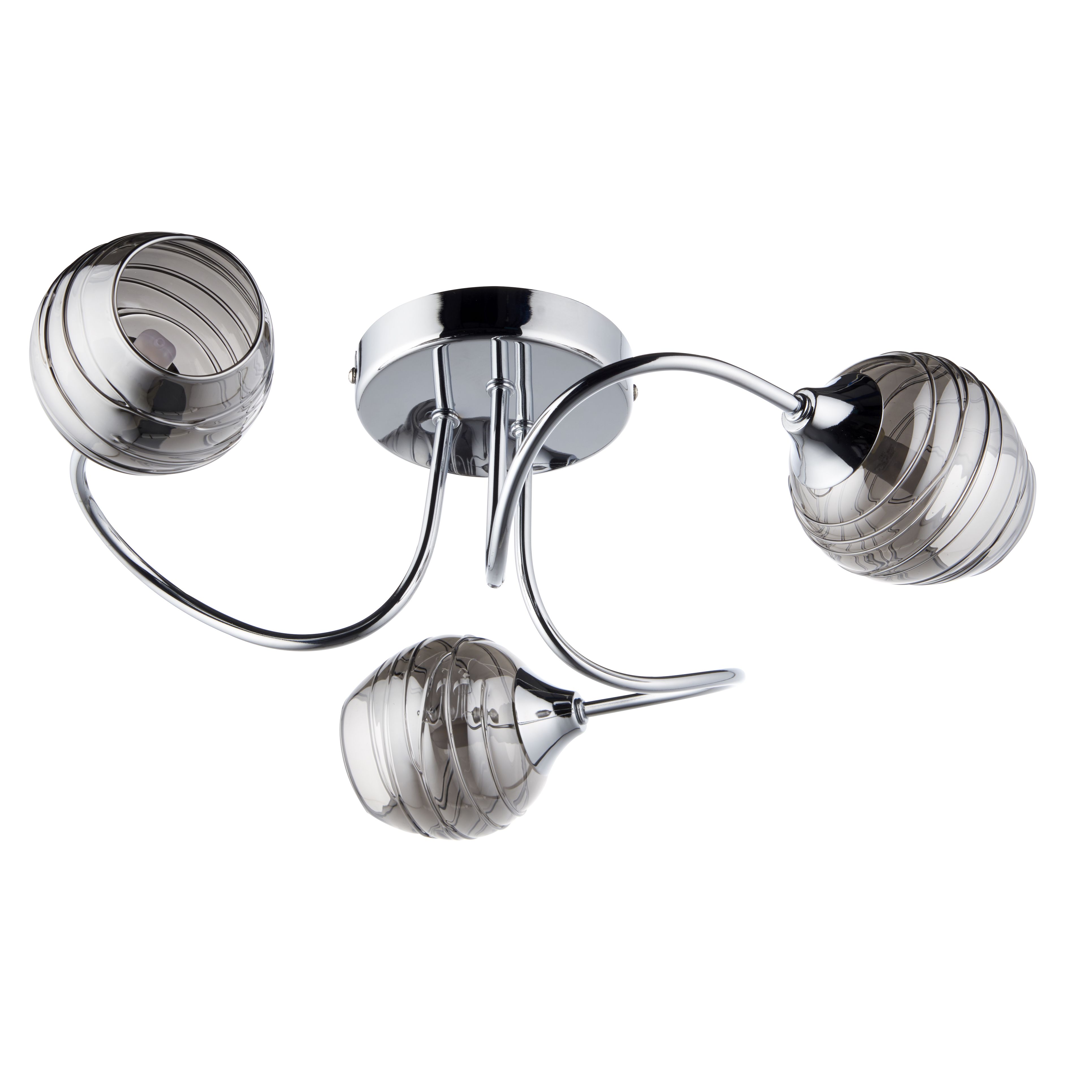 Angelina Glass & steel Chrome effect 3 Lamp Ceiling light