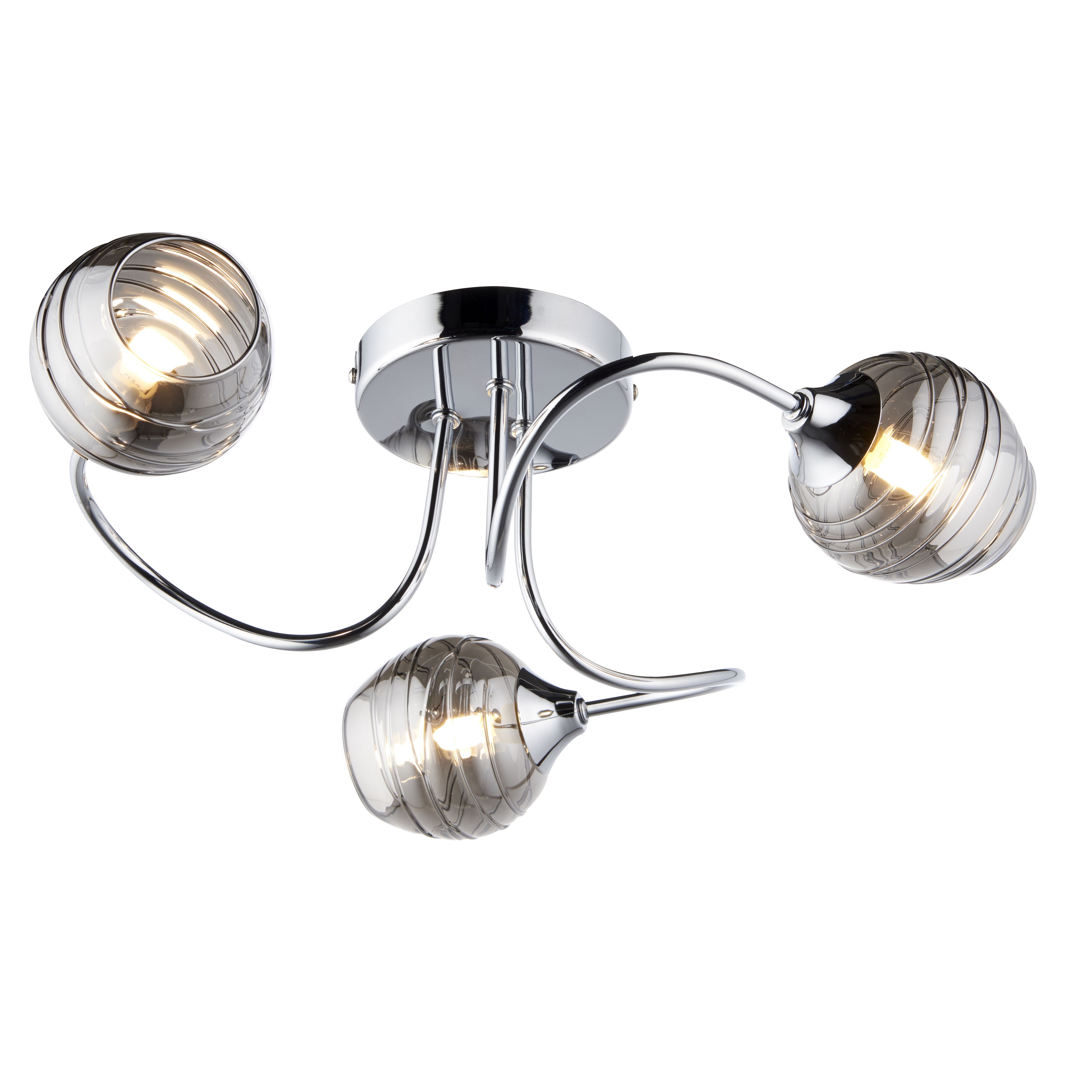 Angelina Glass & steel Chrome effect 3 Lamp Ceiling light