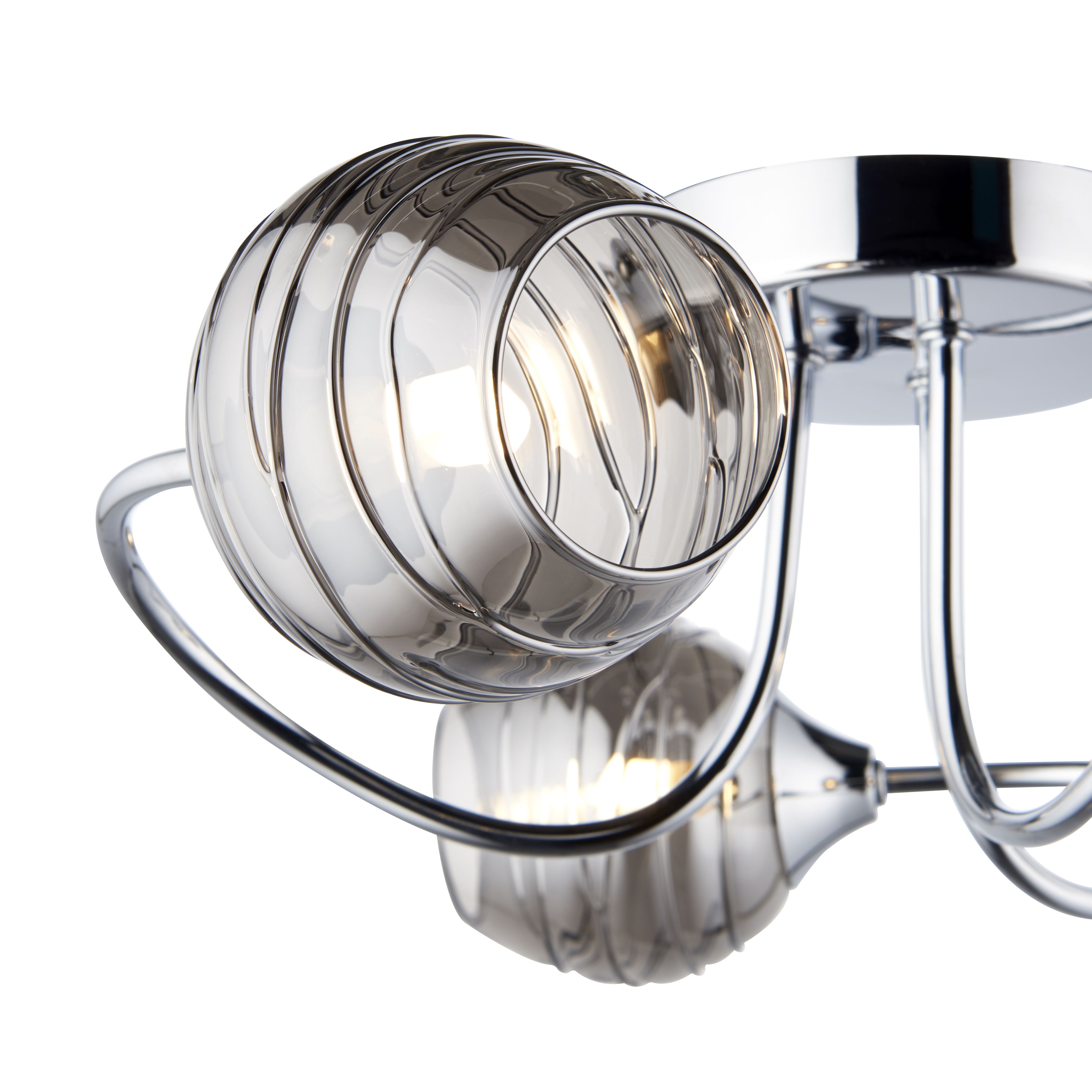 Angelina Glass & steel Chrome effect 3 Lamp Ceiling light