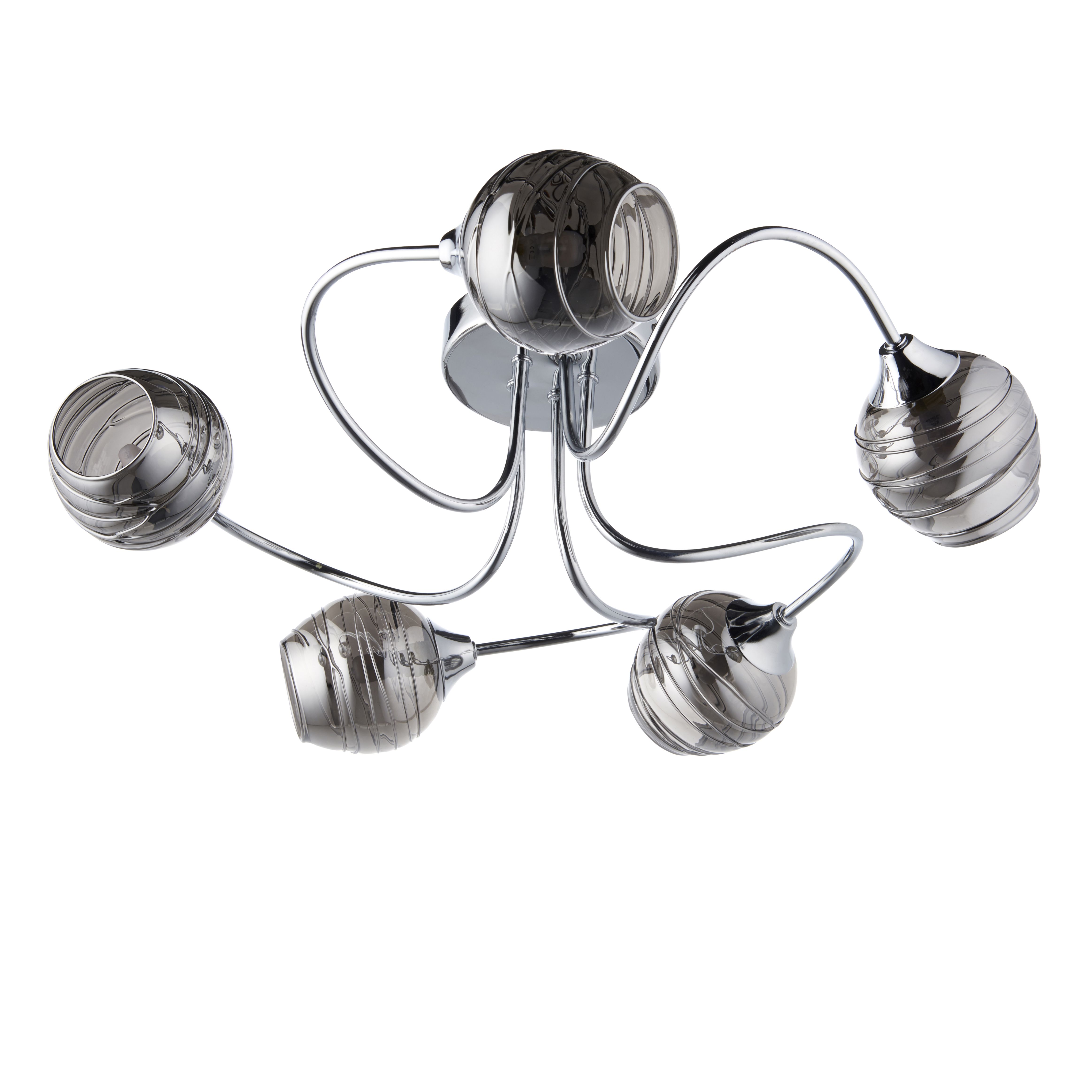 Angelina Glass & steel Chrome effect 5 Lamp Ceiling light