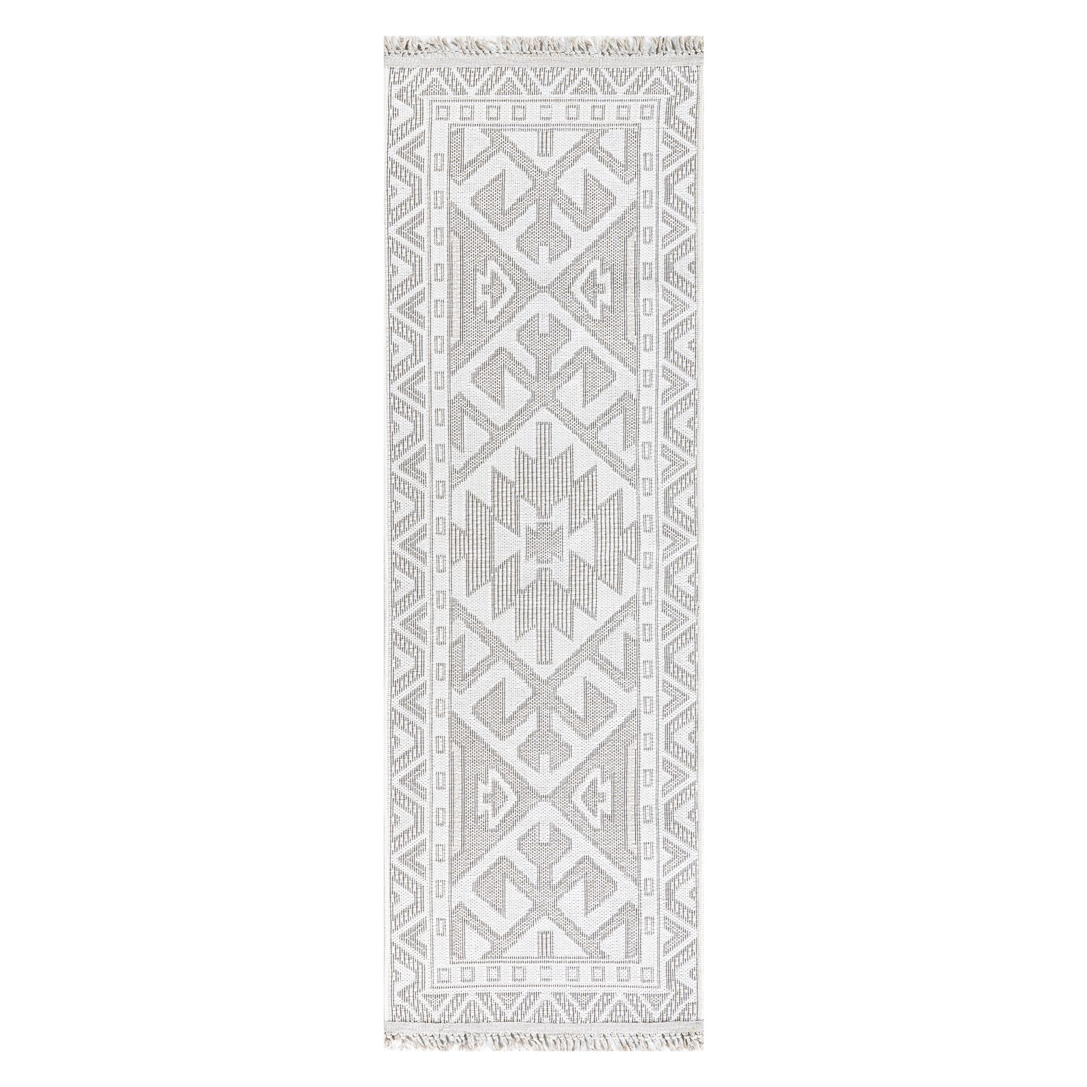 Ankara Beige Aztec Woven effect Medium Runner, (L)180cm x (W)60cm