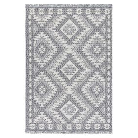 Ankara Grey Aztec Woven effect Medium Rug, (L)170cm x (W)120cm