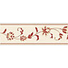 Annabell Cream & red Floral Textured Border